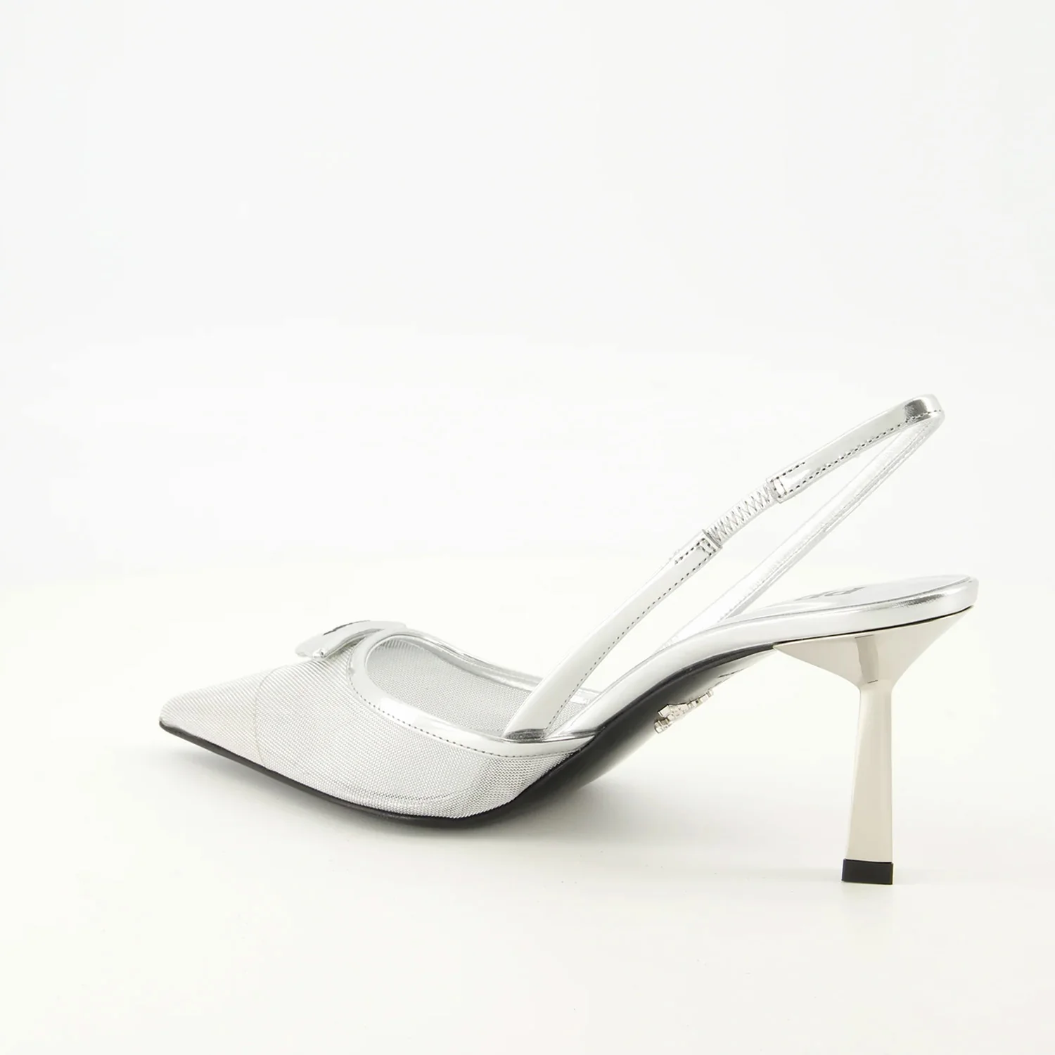 Prada Silver Mesh Heels - Image 3