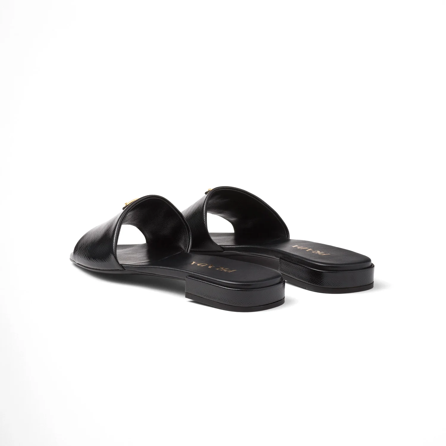 Prada Saffiano Patent Leather Slides - Image 3