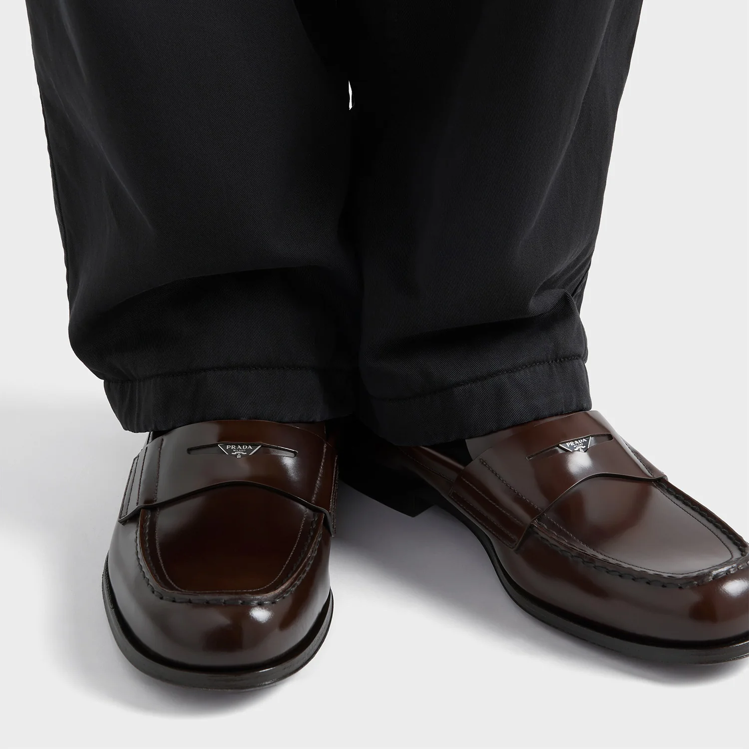Prada Brushed Leather Loafers - Image 4