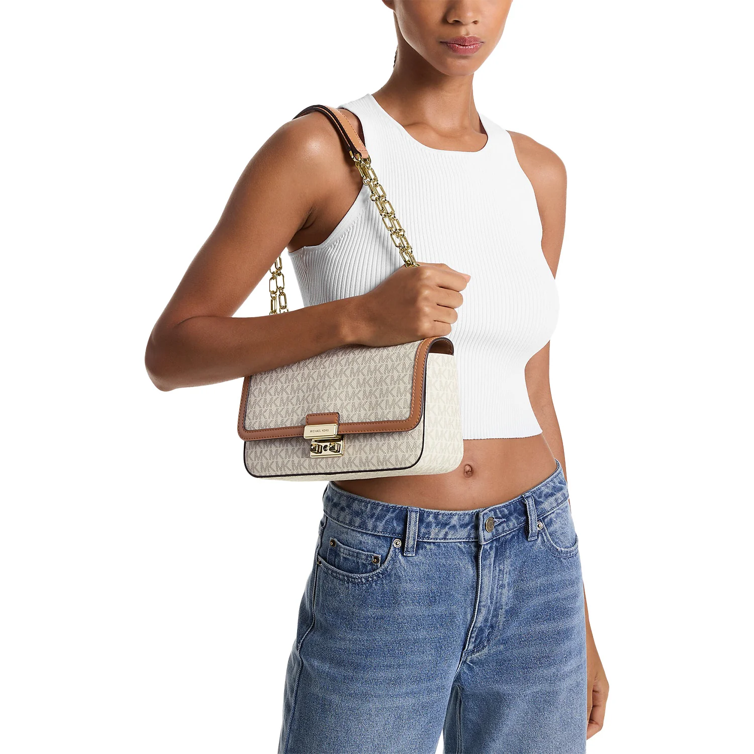 Michael Michael Kors Tribeca Large Signature Logo Shoulder Bag - Image 3