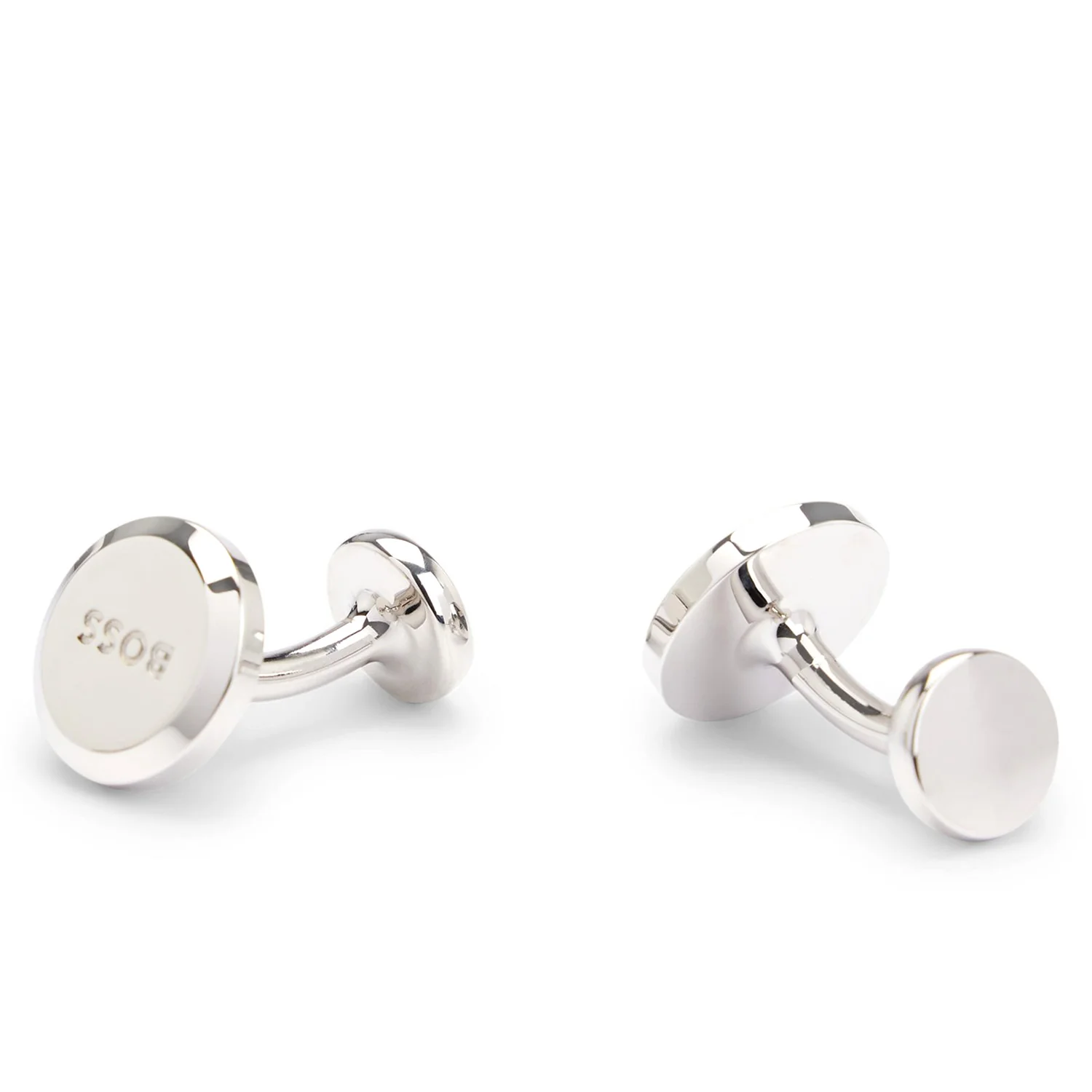 Boss Round Polished-Brass Cufflinks With Engraved Logo