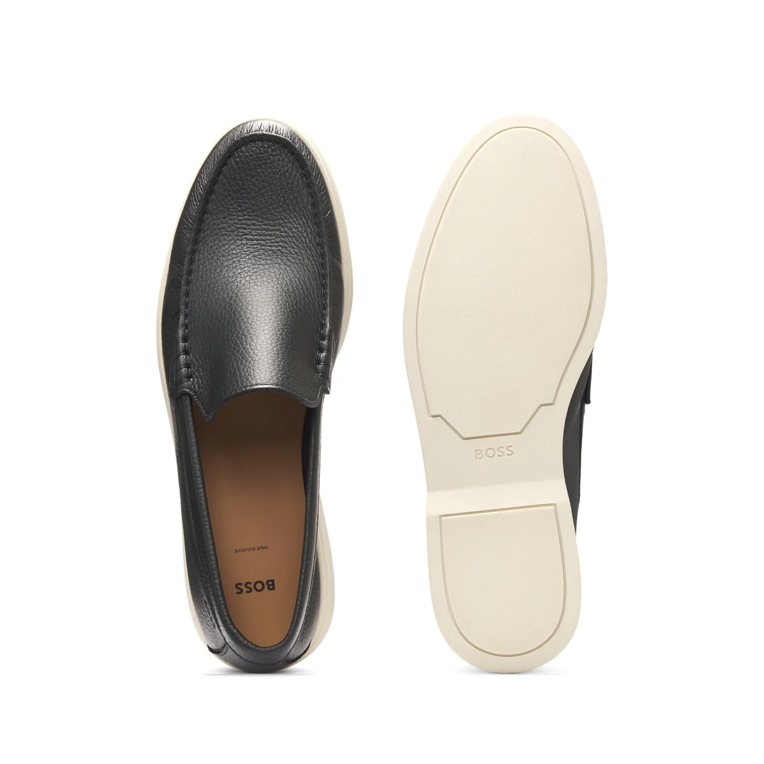 Boss Tumbled-Leather Moccasins With Logo Detail - Image 4