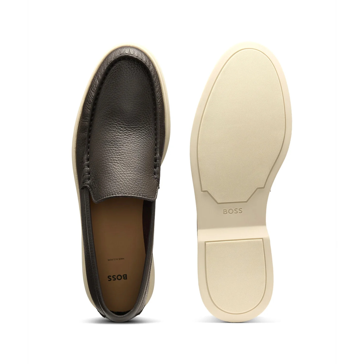 Boss Tumbled-Leather Moccasins With Logo Detail - Image 2