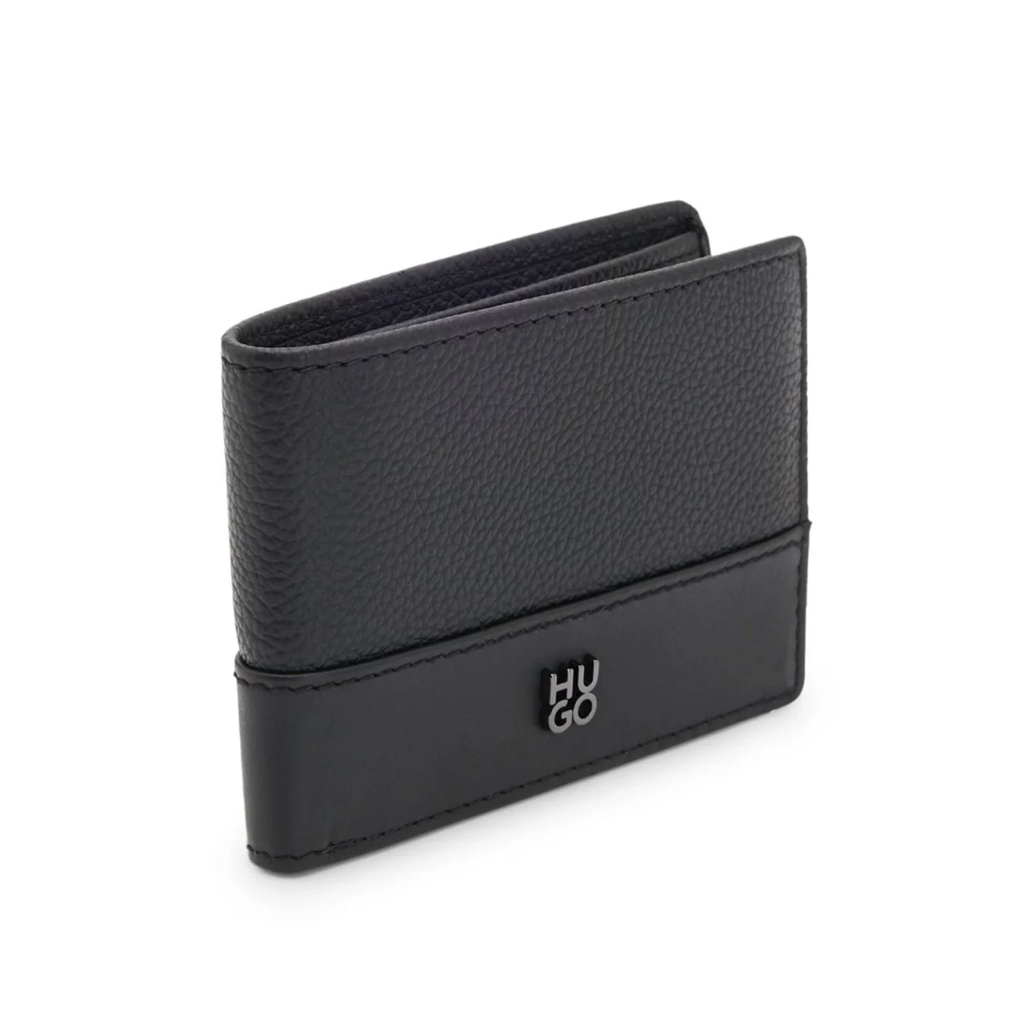 Hugo Leather Wallet With Stacked-Logo Trim - Image 4