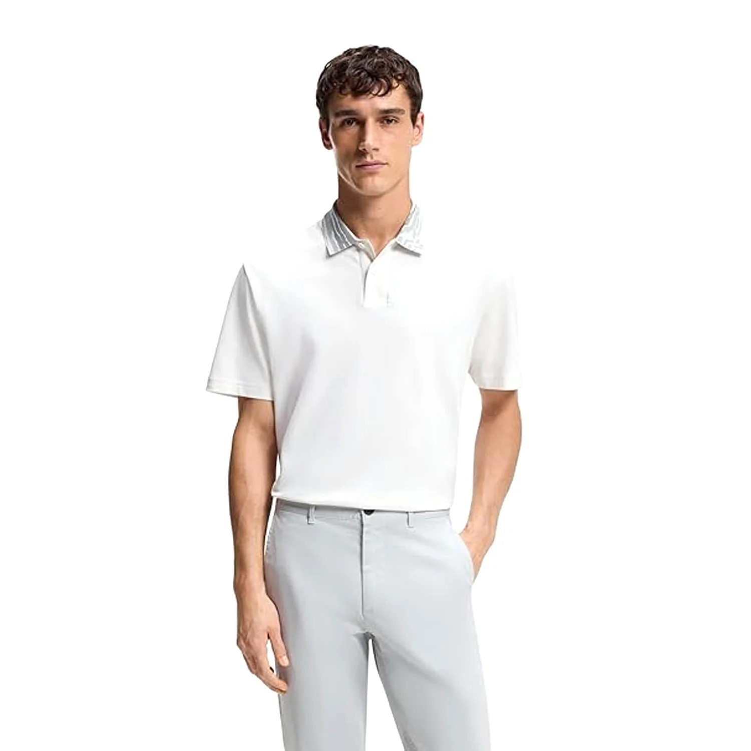 Boss Cotton Piqué Polo Shirt With Camouflage Collar - Image 2