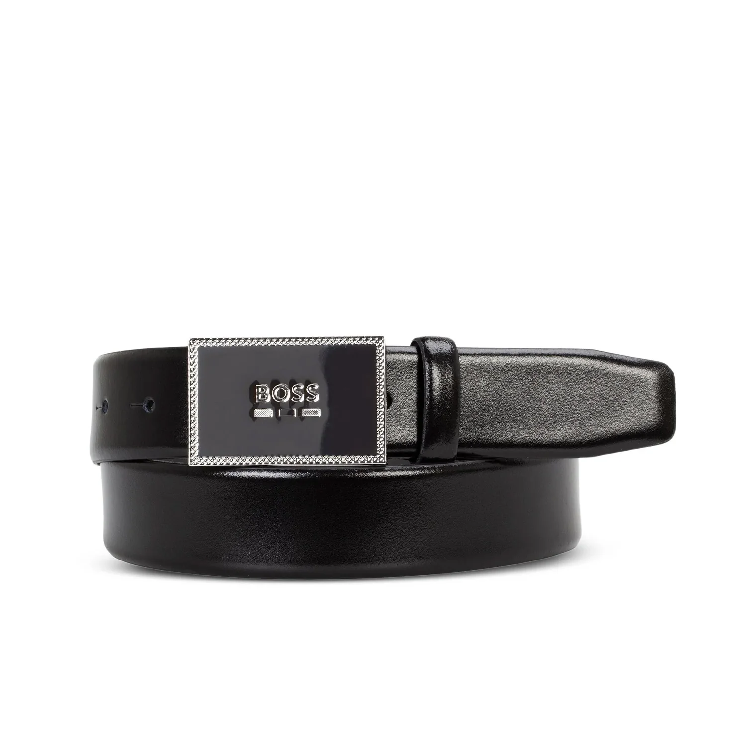 Boss Logo-Buckle Leather Belt