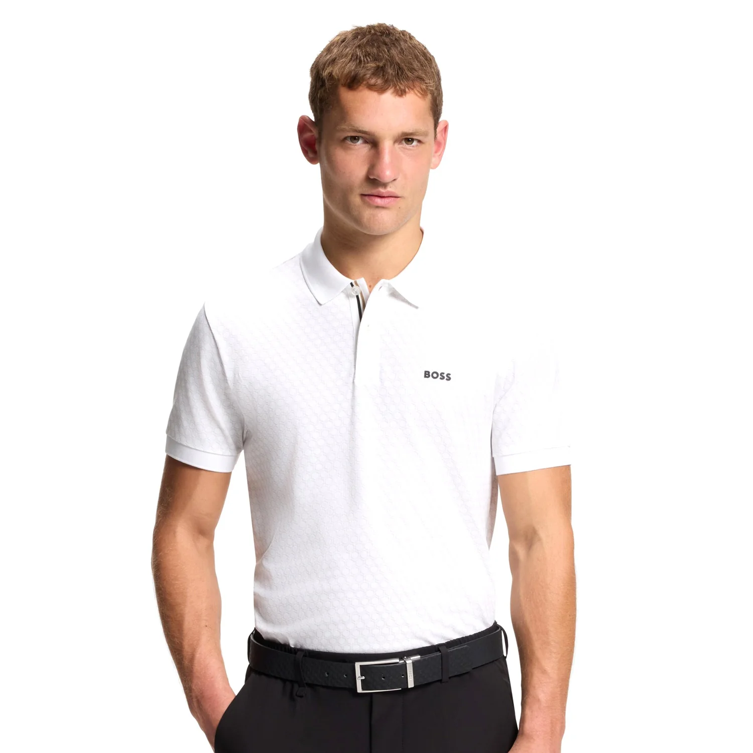Boss Cotton-Piqué Polo Shirt With Printed Pattern