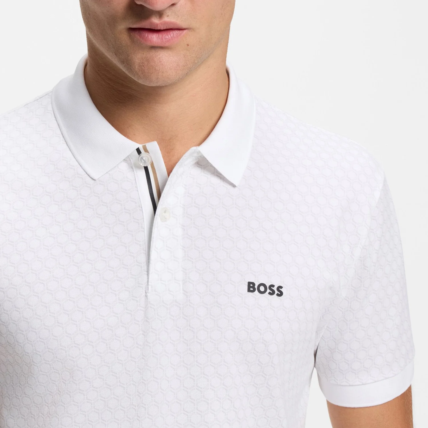 Boss Cotton-Piqué Polo Shirt With Printed Pattern - Image 4