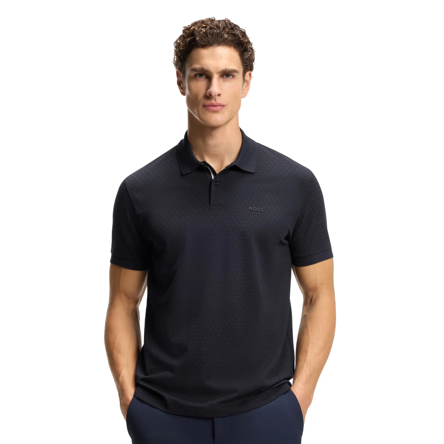 Boss Cotton-Piqué Polo Shirt With Printed Pattern