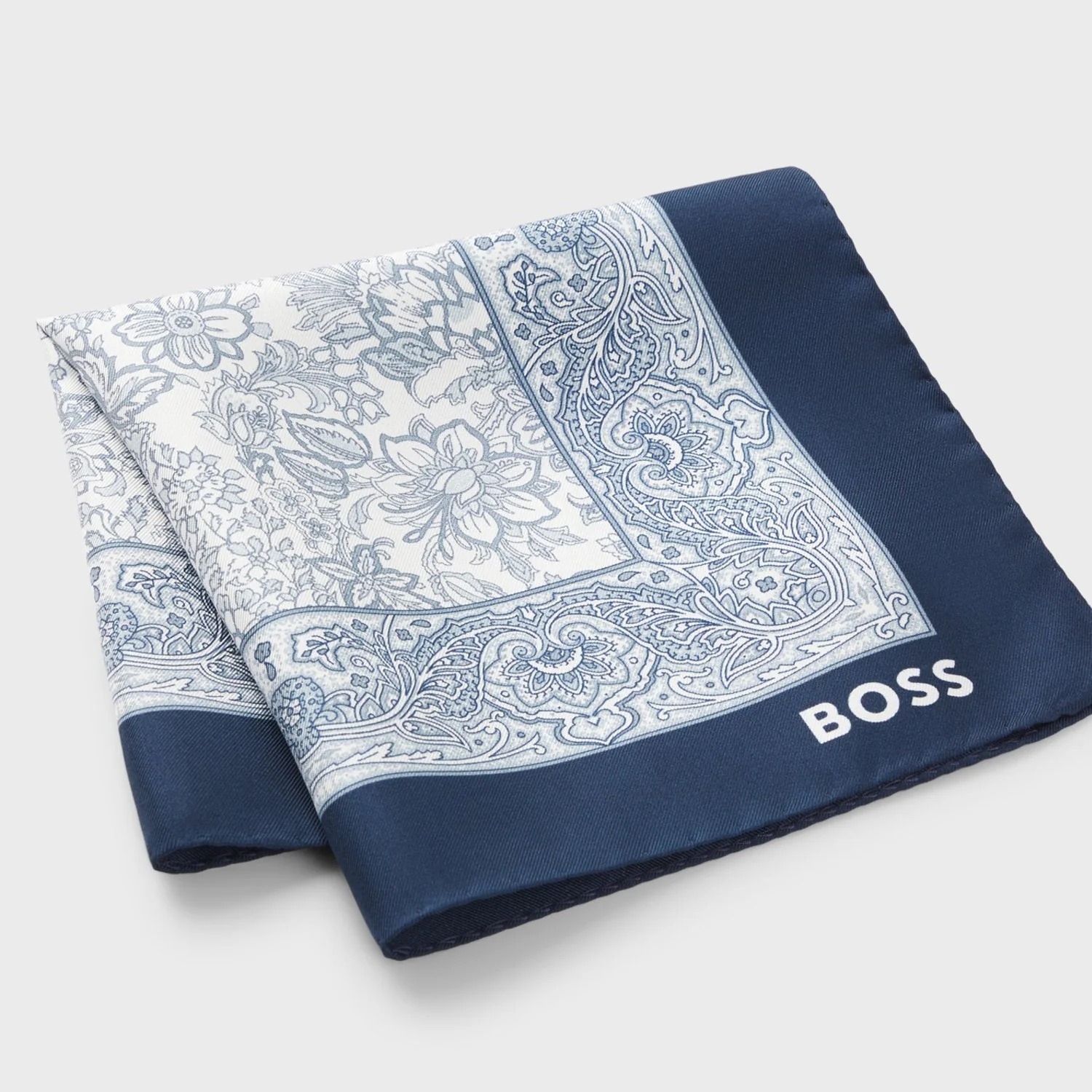 Boss Printed Pocket Square In Silk - Image 2