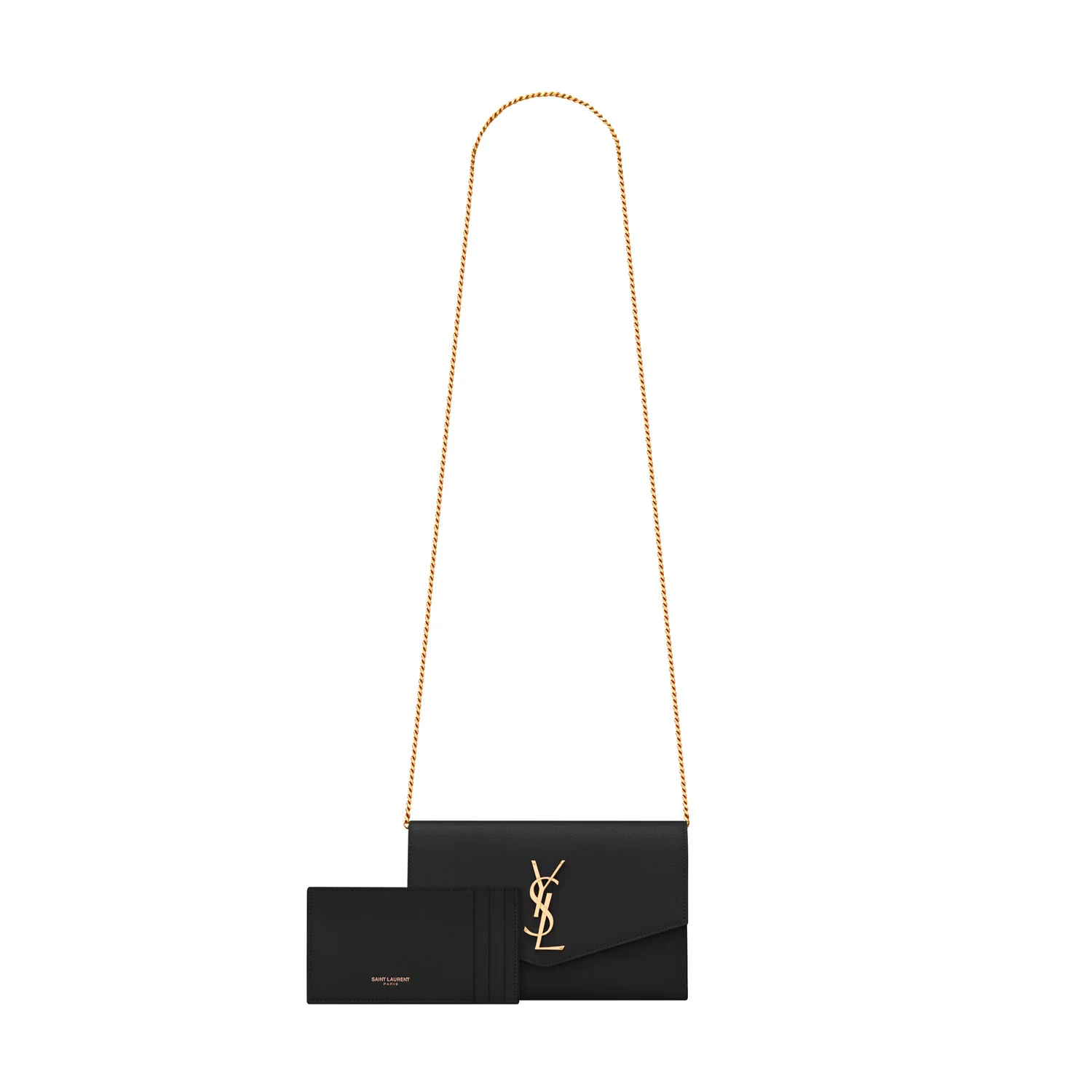 Ysl Uptown Chain Wallet In Grain De Poudre Embossed Leather - Image 2