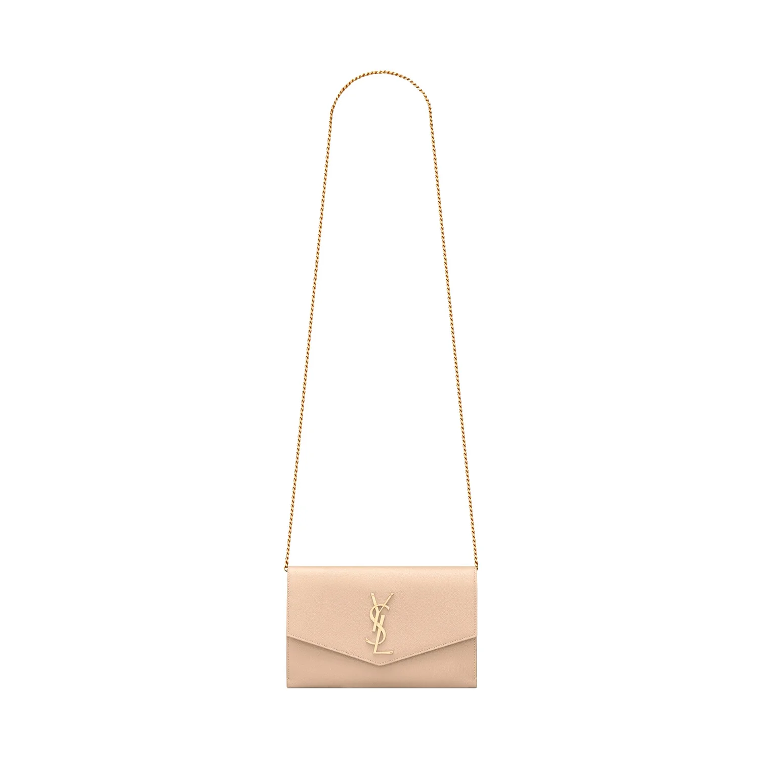 Ysl Uptown Chain Wallet In Grain De Poudre Embossed Leather