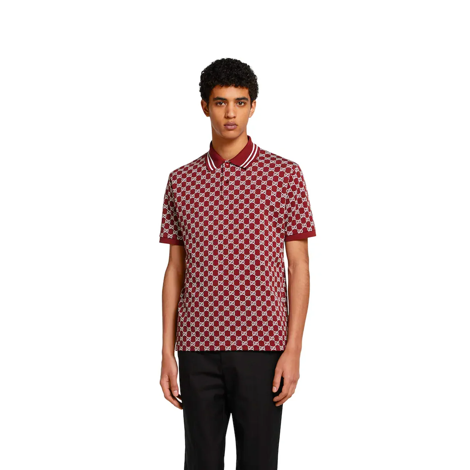 Gucci Gg Cotton Piquet Jacquard Polo Shirt - Image 3