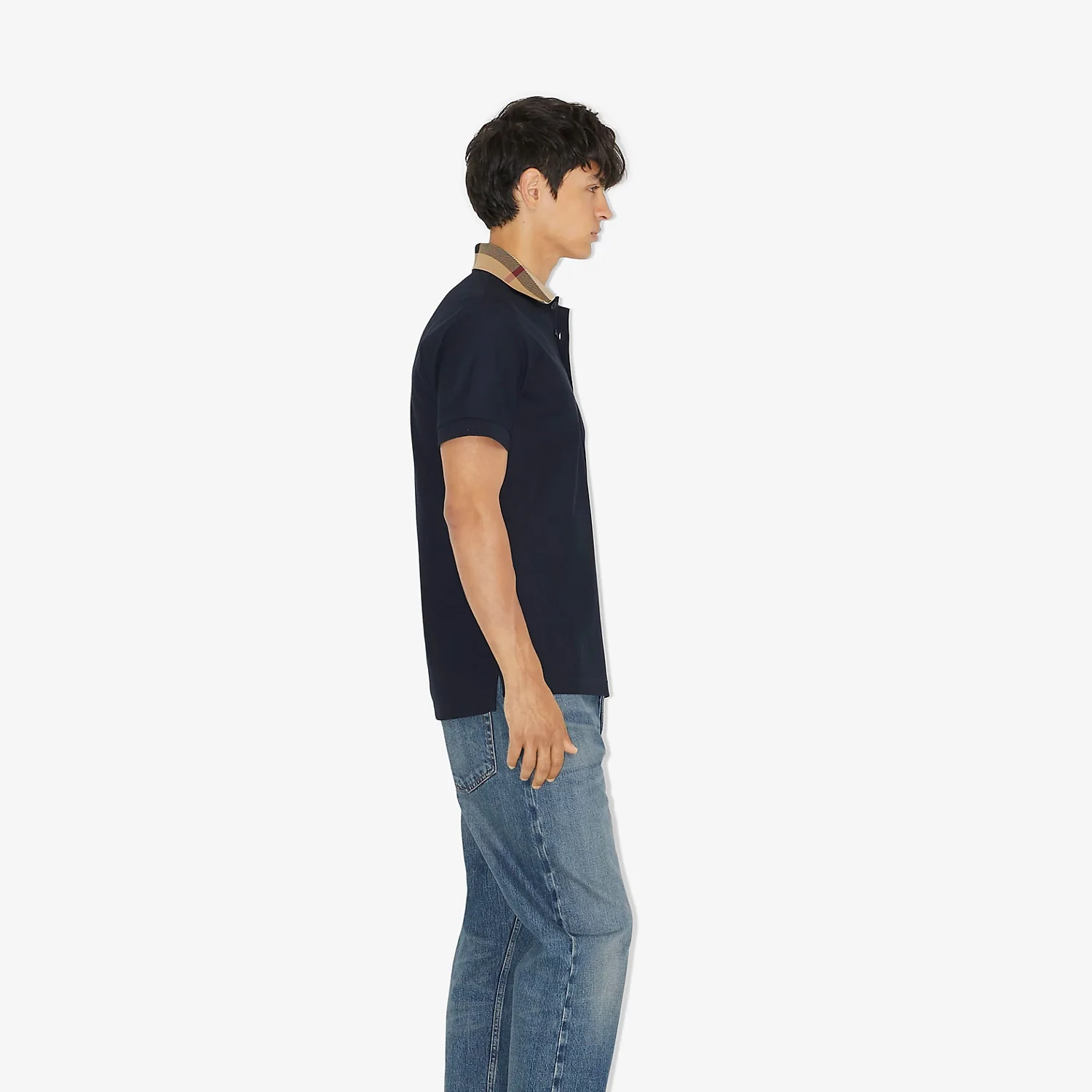 Burberry Check Collar Cotton Polo Shirt - Image 4
