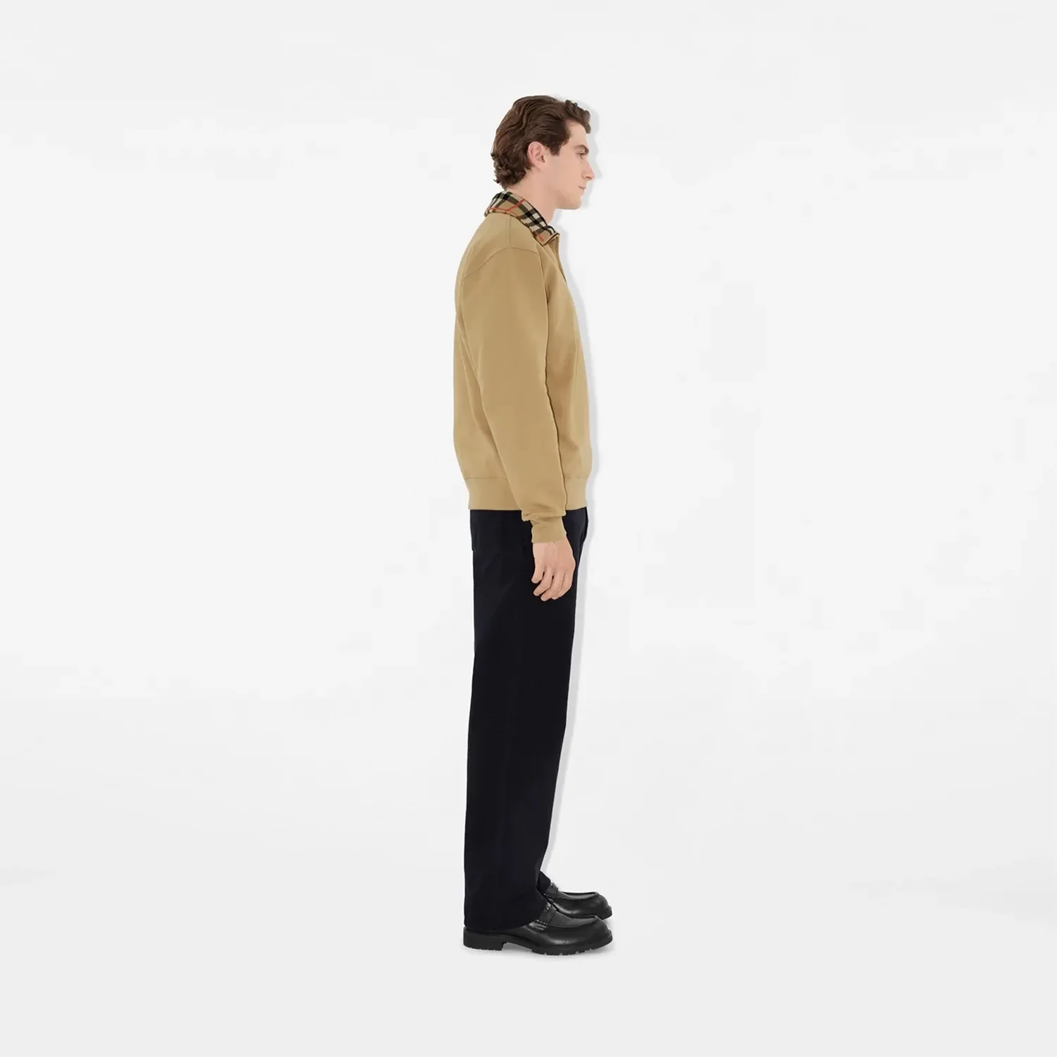 Burberry Check Collar Cotton Half-Zip Sweatshirt - Image 4