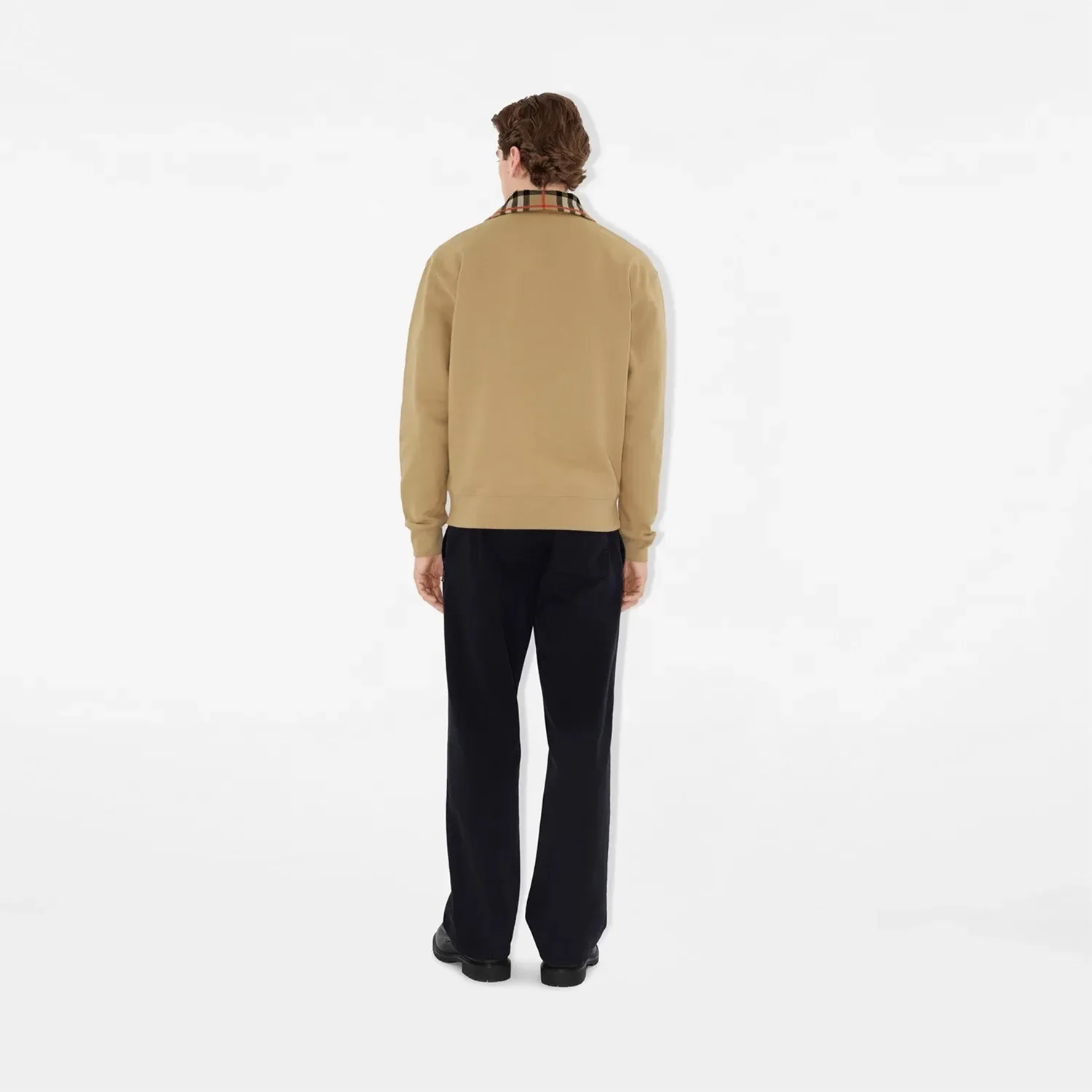 Burberry Check Collar Cotton Half-Zip Sweatshirt - Image 5