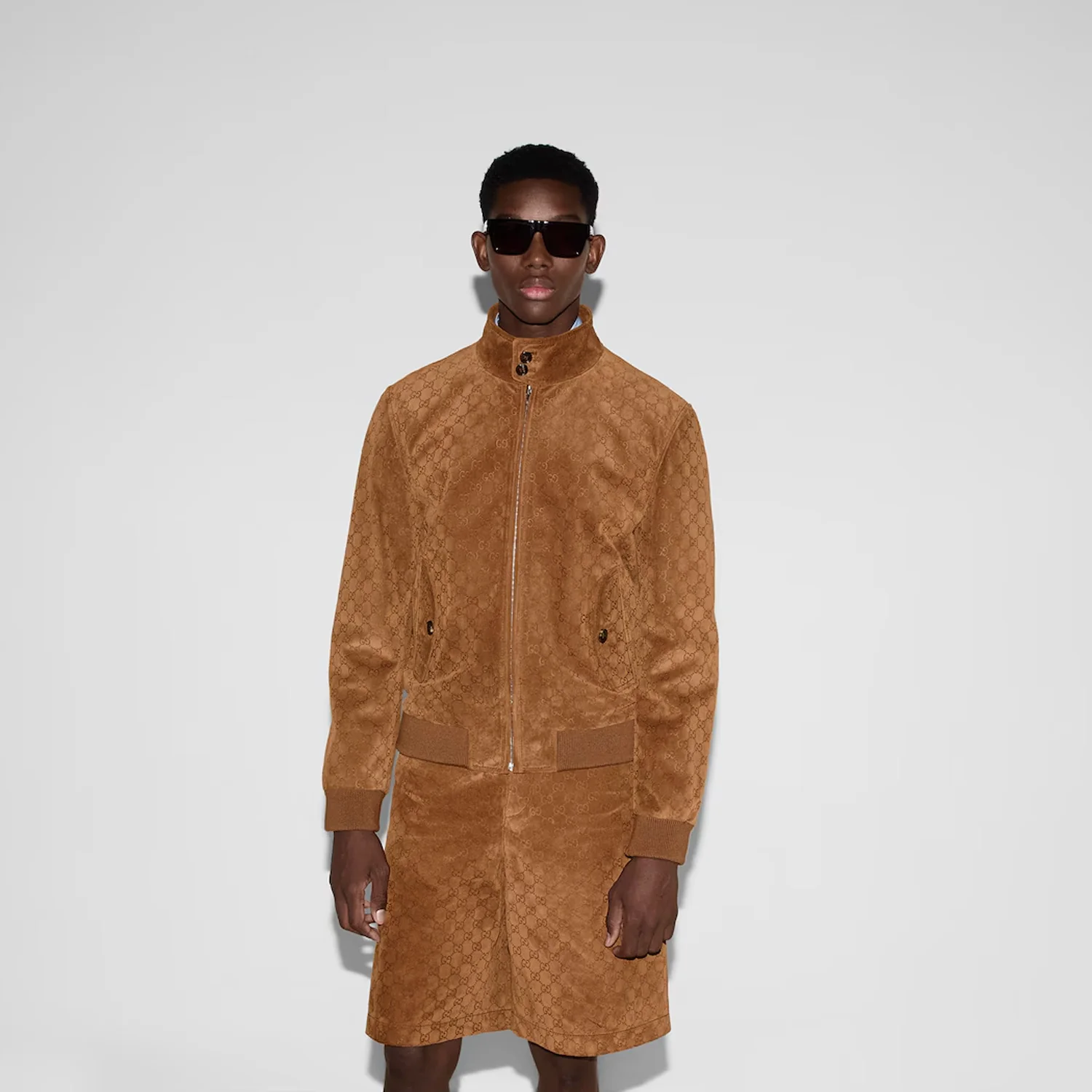 Gucci Embossed Gg Suede Bomber Jacket - Image 2
