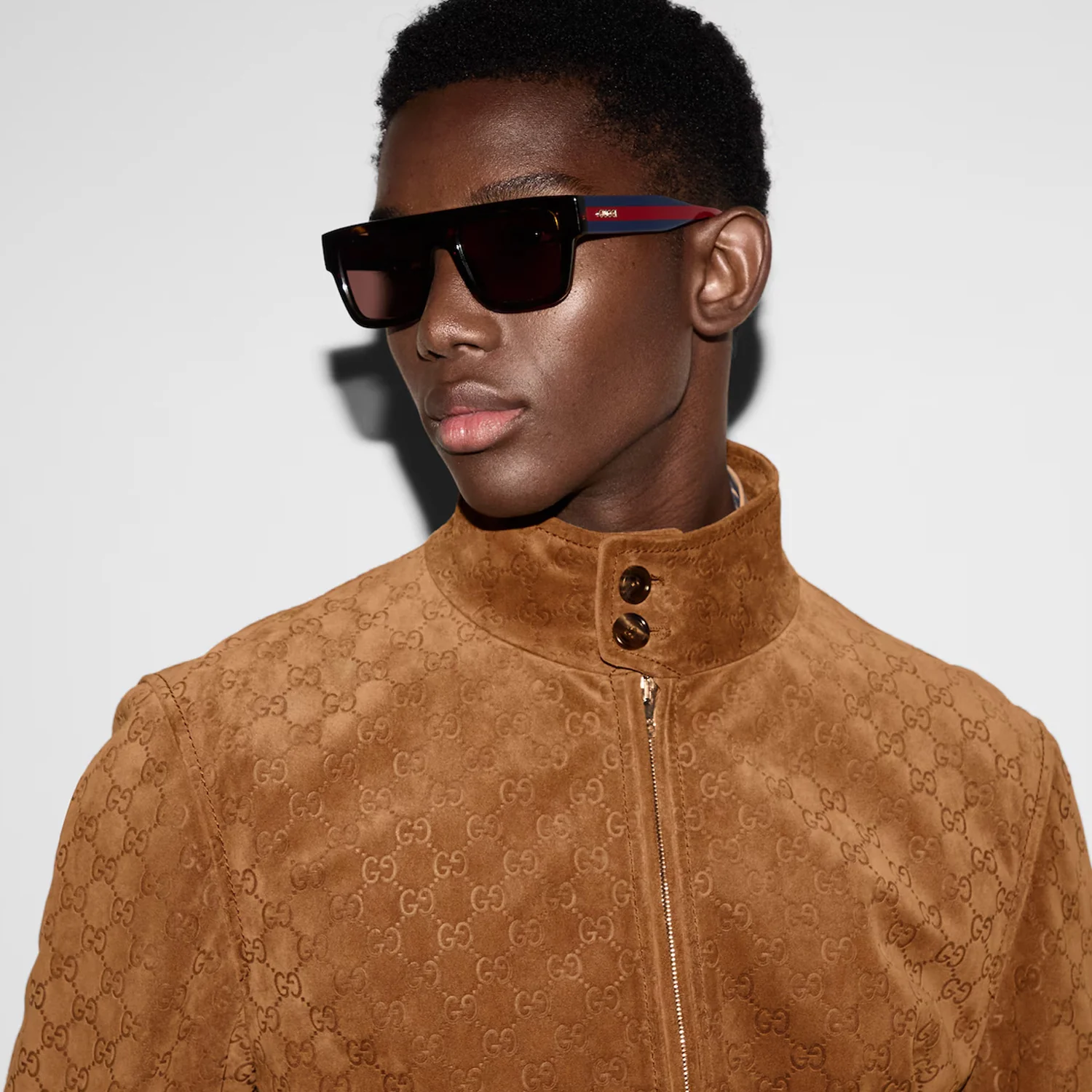 Gucci Embossed Gg Suede Bomber Jacket - Image 4