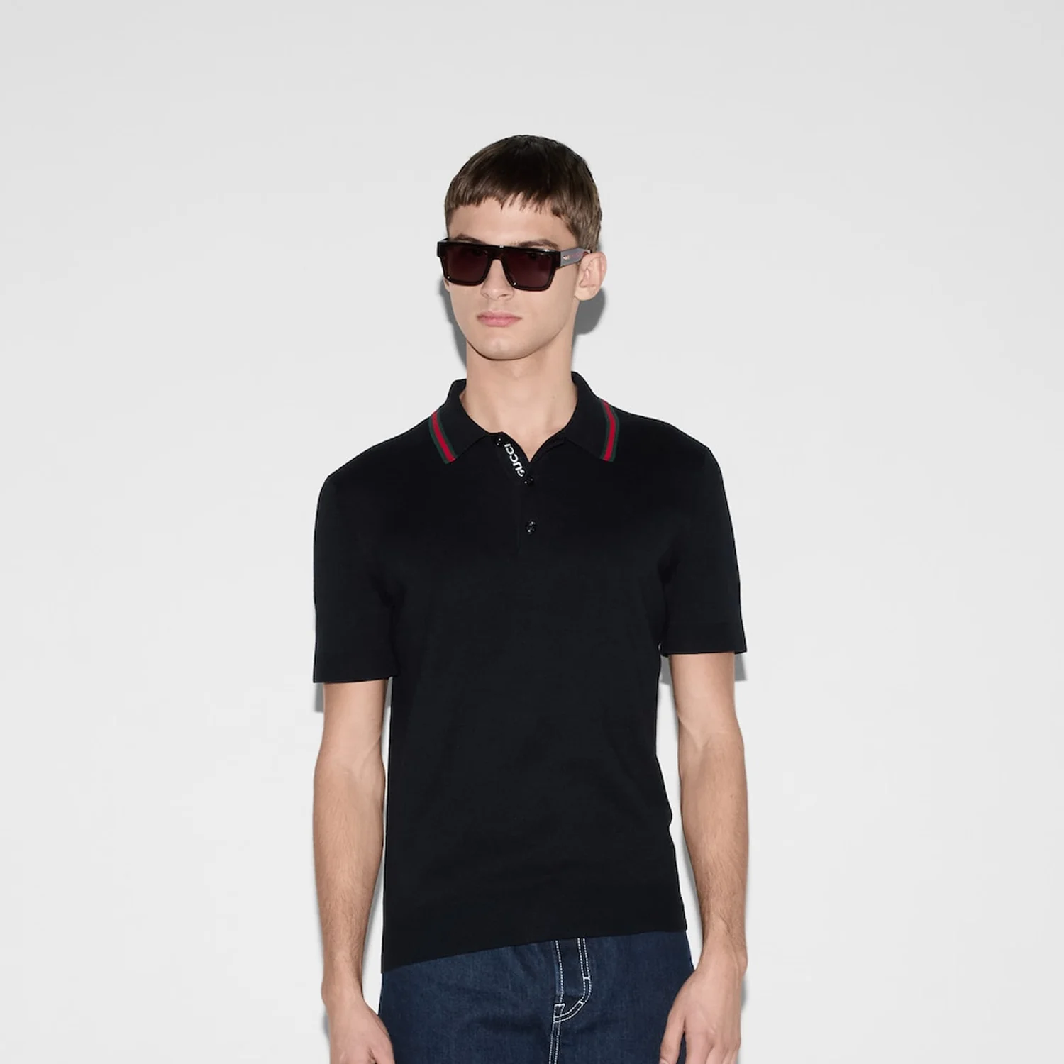 Gucci Silk Cotton Polo Shirt With Web - Image 2