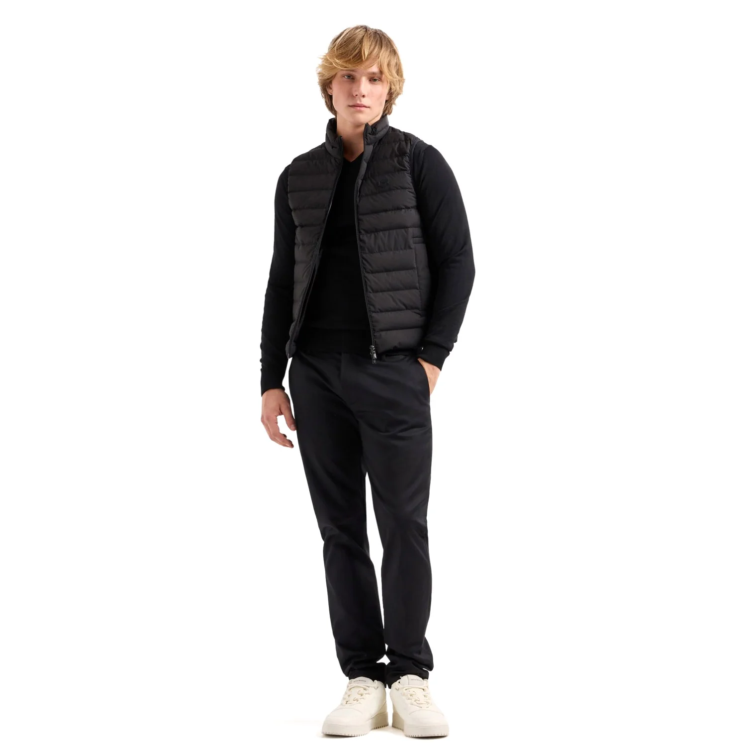 Sleeveless Full-Zip Down Jacket In Quilted Nylon With Eagle Logo Patch - Image 3