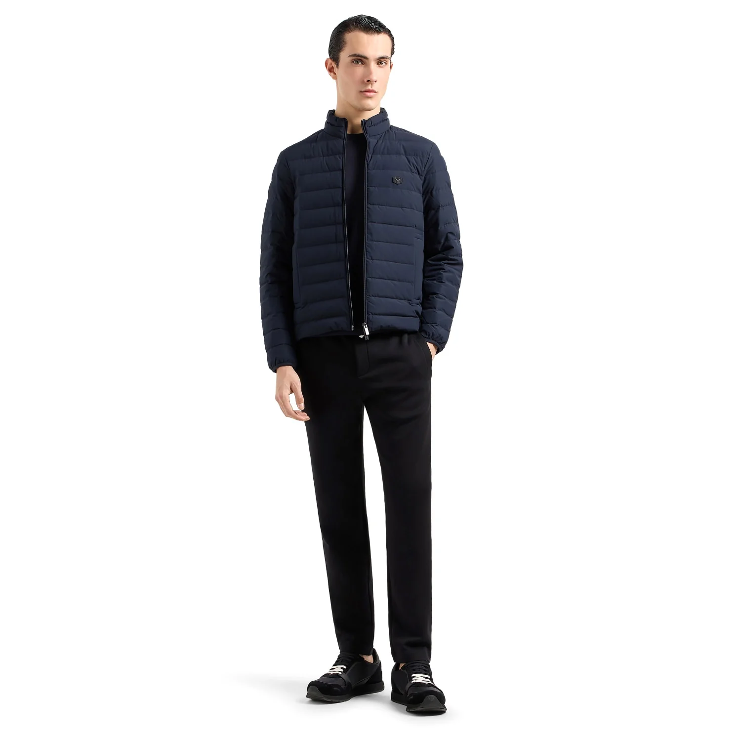 Quilted Nylon Full-Zip Down Jacket With Eagle Logo Patch - Image 2