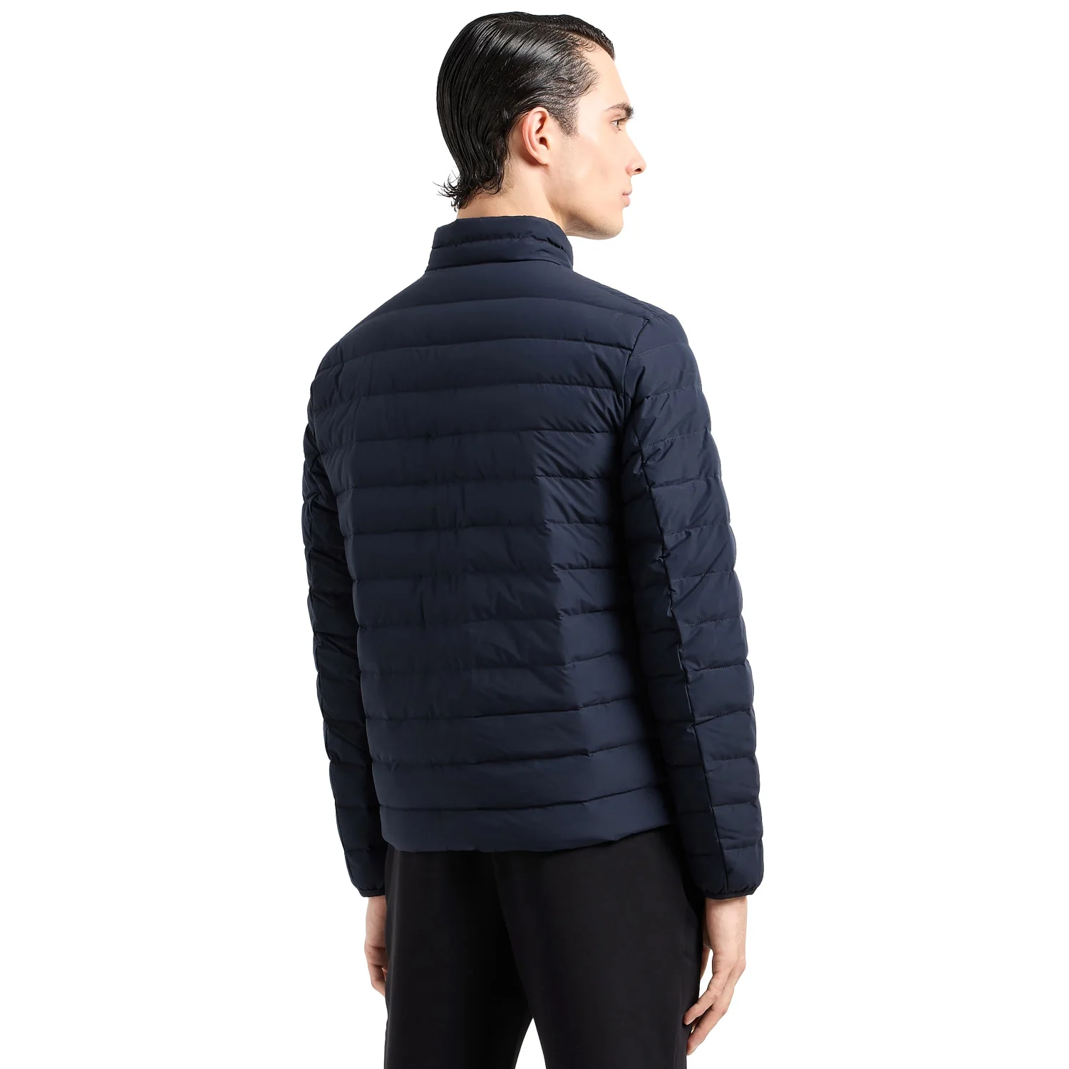 Quilted Nylon Full-Zip Down Jacket With Eagle Logo Patch - Image 3