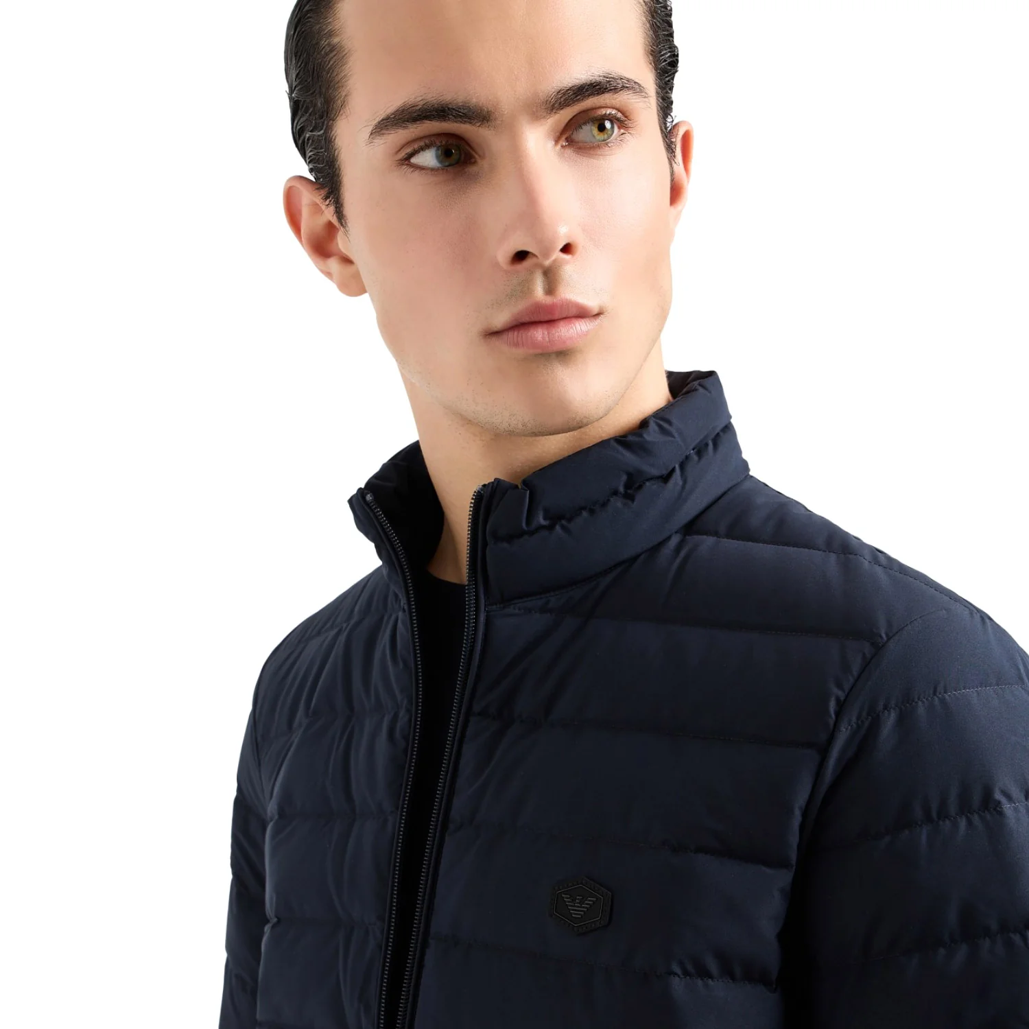 Quilted Nylon Full-Zip Down Jacket With Eagle Logo Patch - Image 4