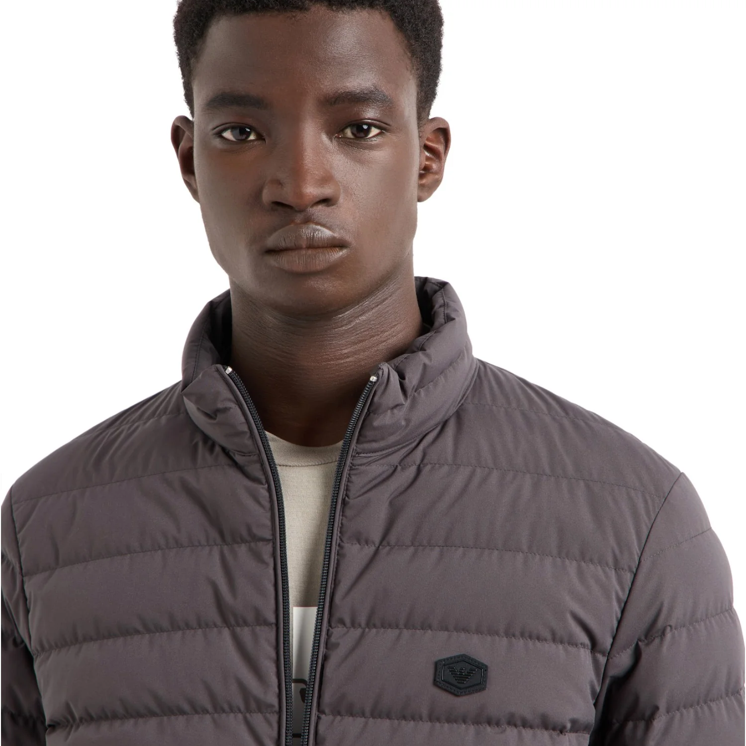 Quilted Nylon Full-Zip Down Jacket With Eagle Logo Patch - Image 4