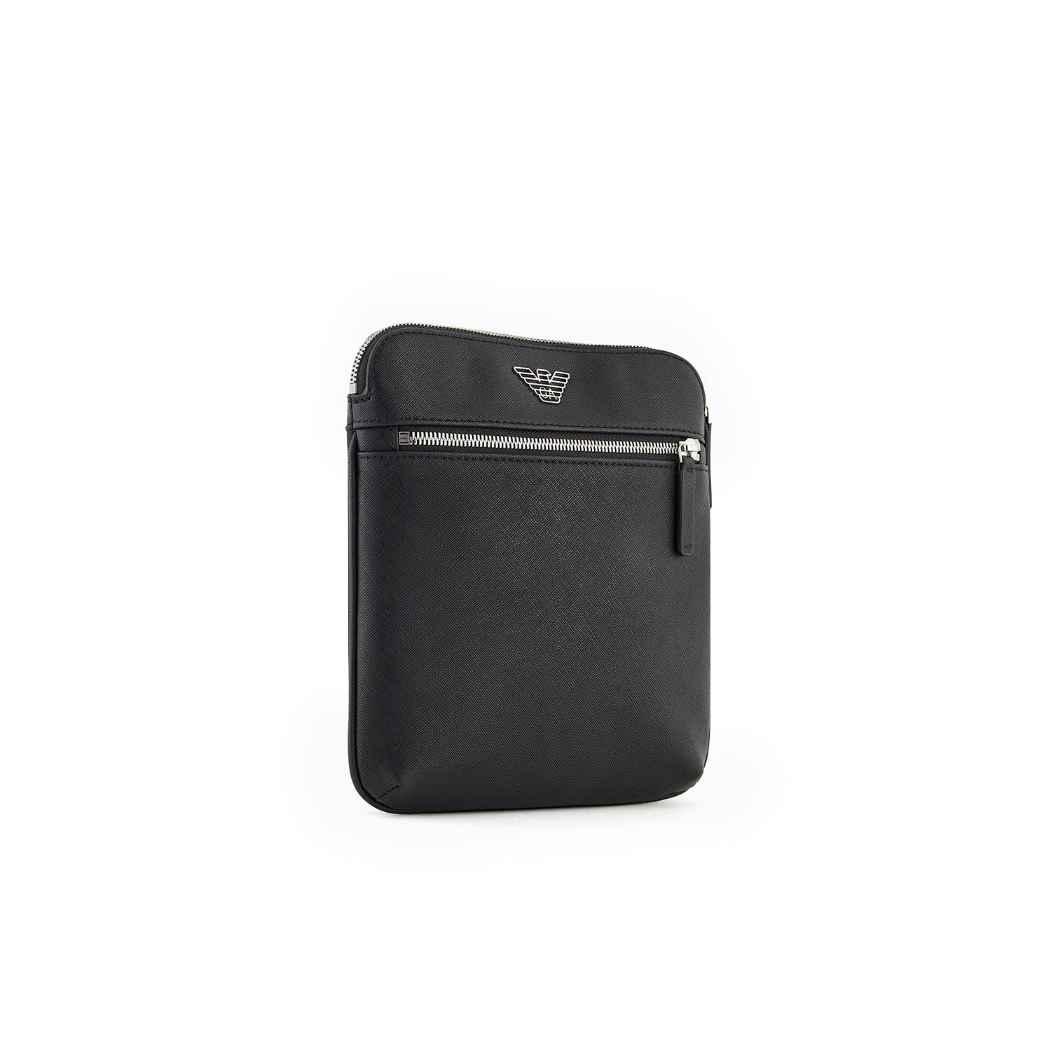 Asv Regenerated Saffiano Leather Flat Shoulder Bag With Eagle Plate - Image 2