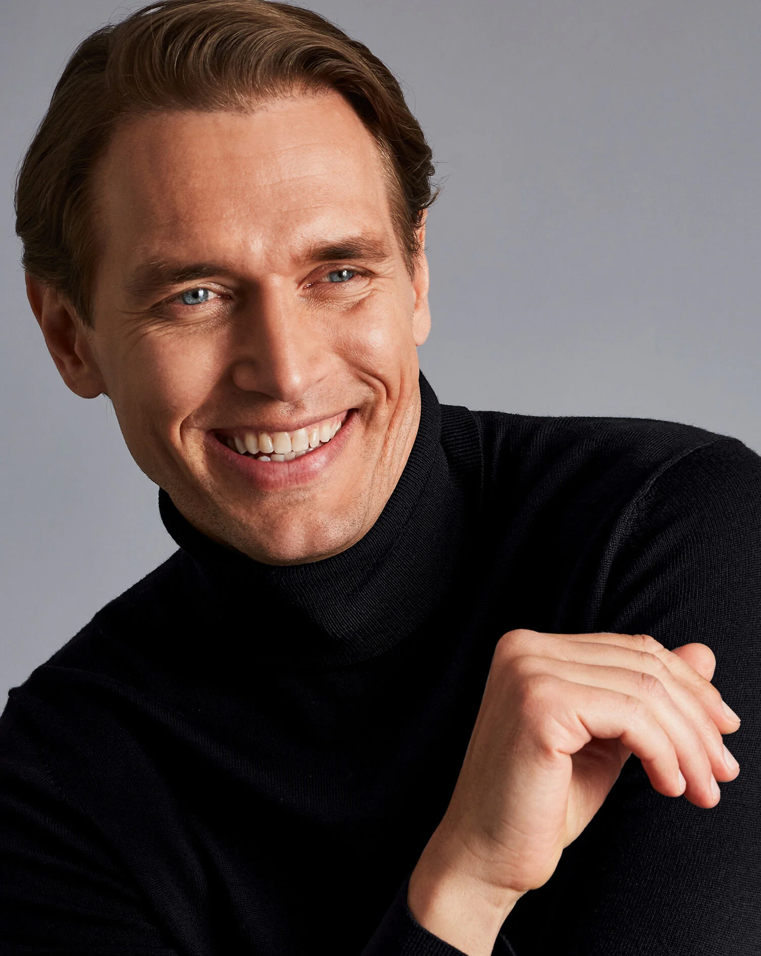 BLACK PURE MERINO ROLL NECK JUMPER - Image 2