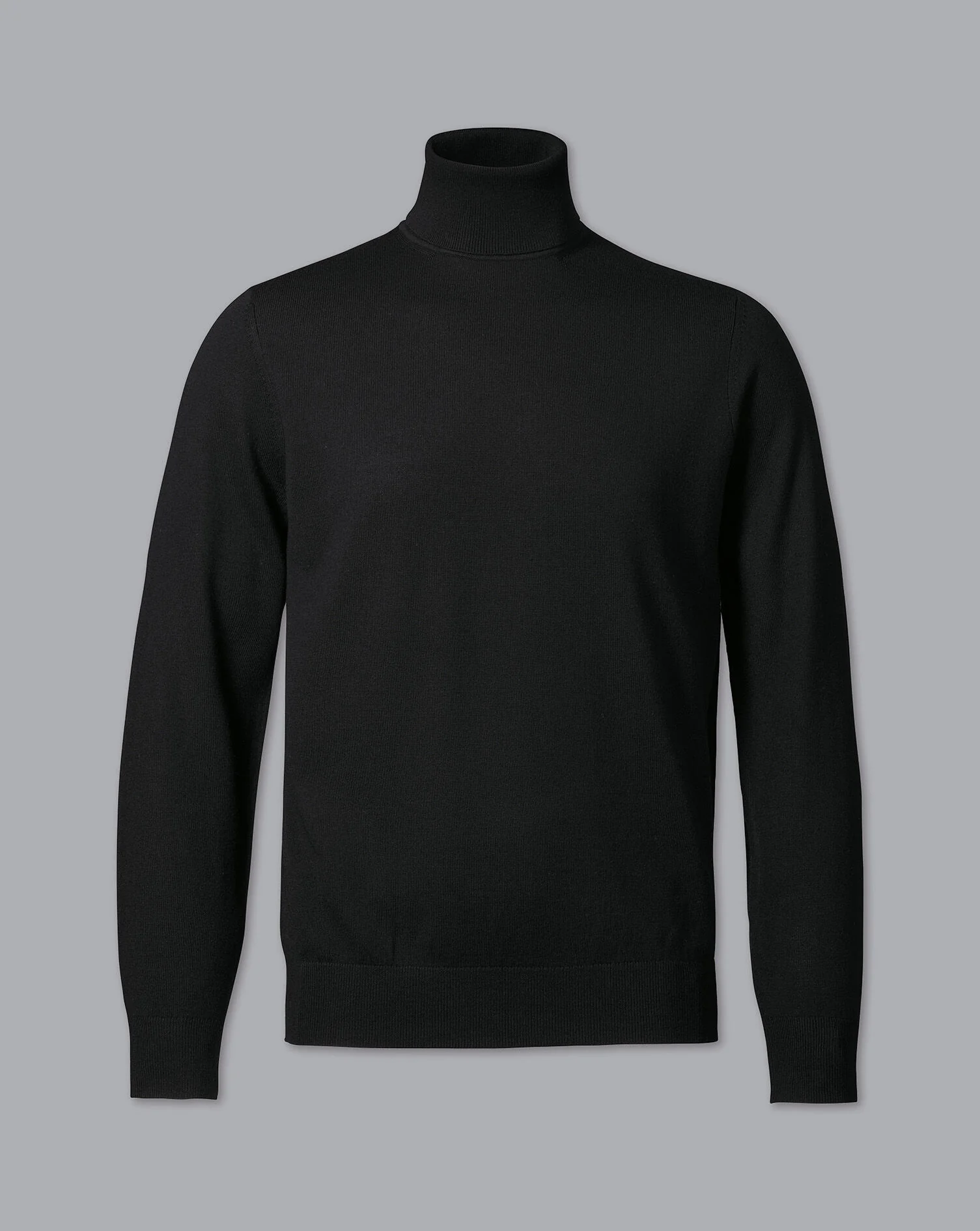 BLACK PURE MERINO ROLL NECK JUMPER - Image 5