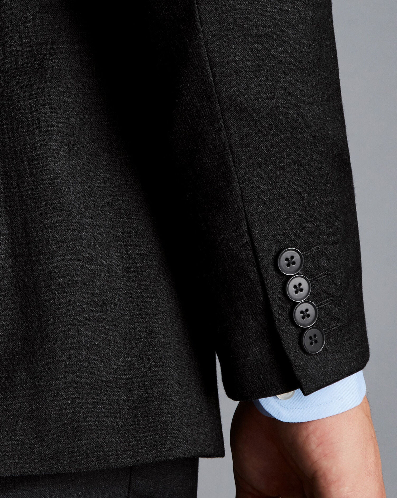 BLACK SLIM FIT TWILL NATURAL STRETCH BLAZER - Image 3