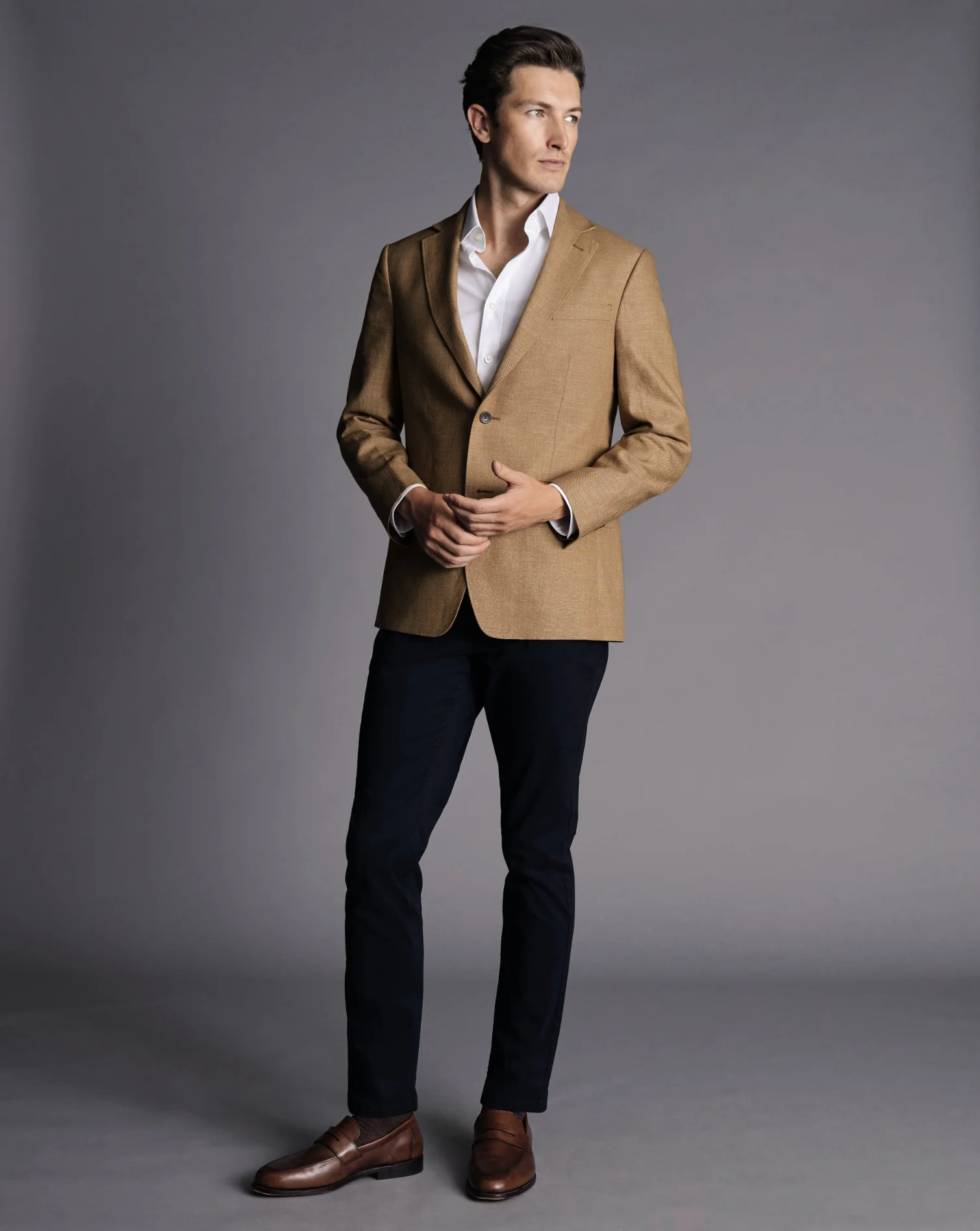 CAMEL SLIM FIT LINEN COTTON BLAZER