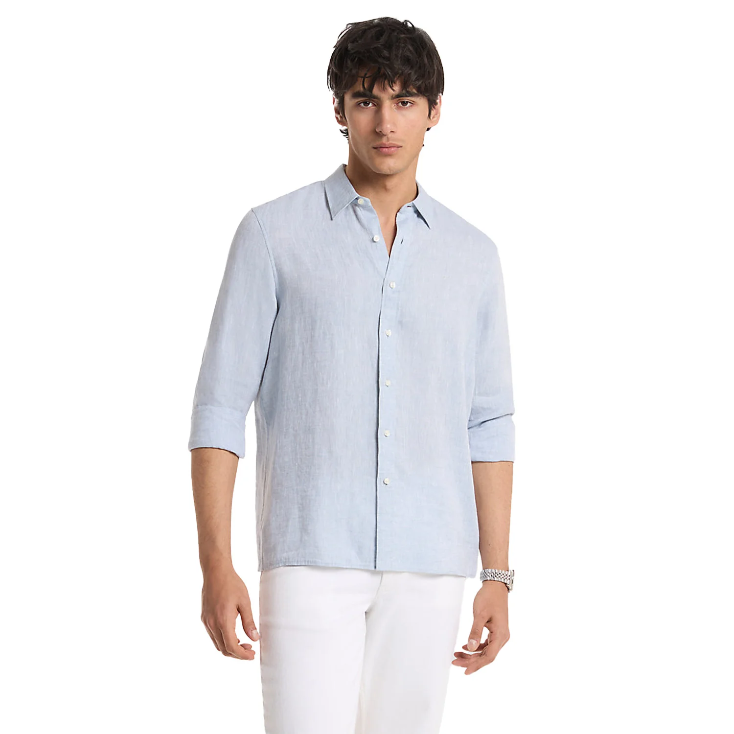 Michael Kors Mens Classic-Fit Linen Shirt