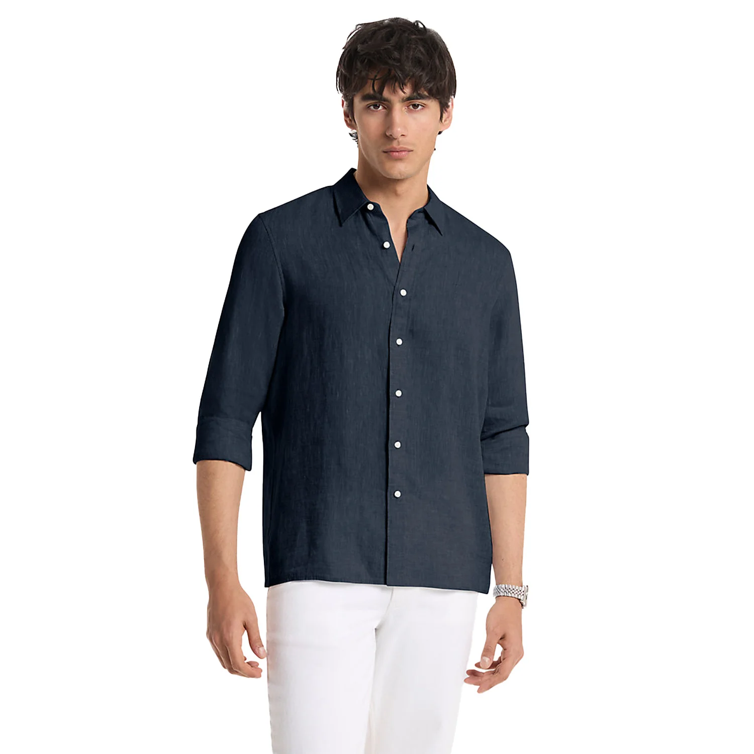 Michael Kors Mens Classic-Fit Linen Shirt