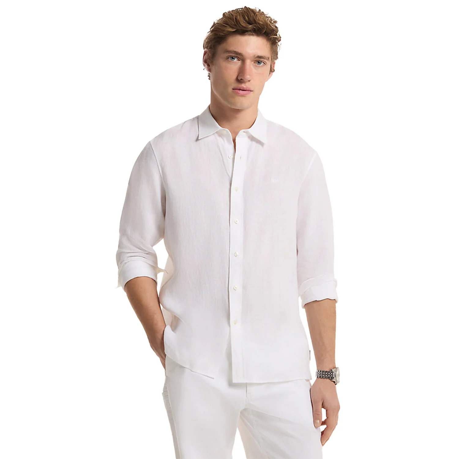 Michael Kors Mens Classic-Fit Linen Shirt