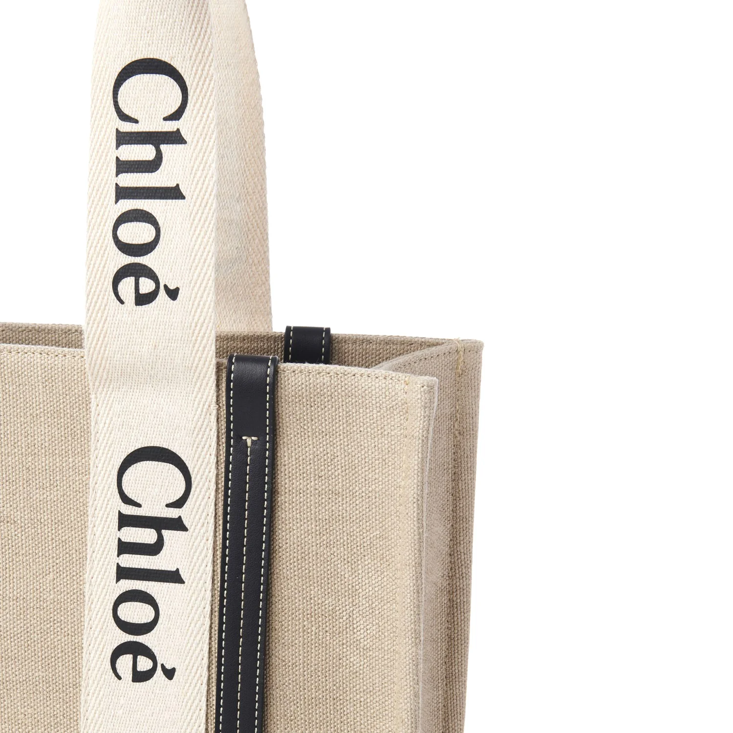 Chloe Woody Tote Bag In Linen - Image 3