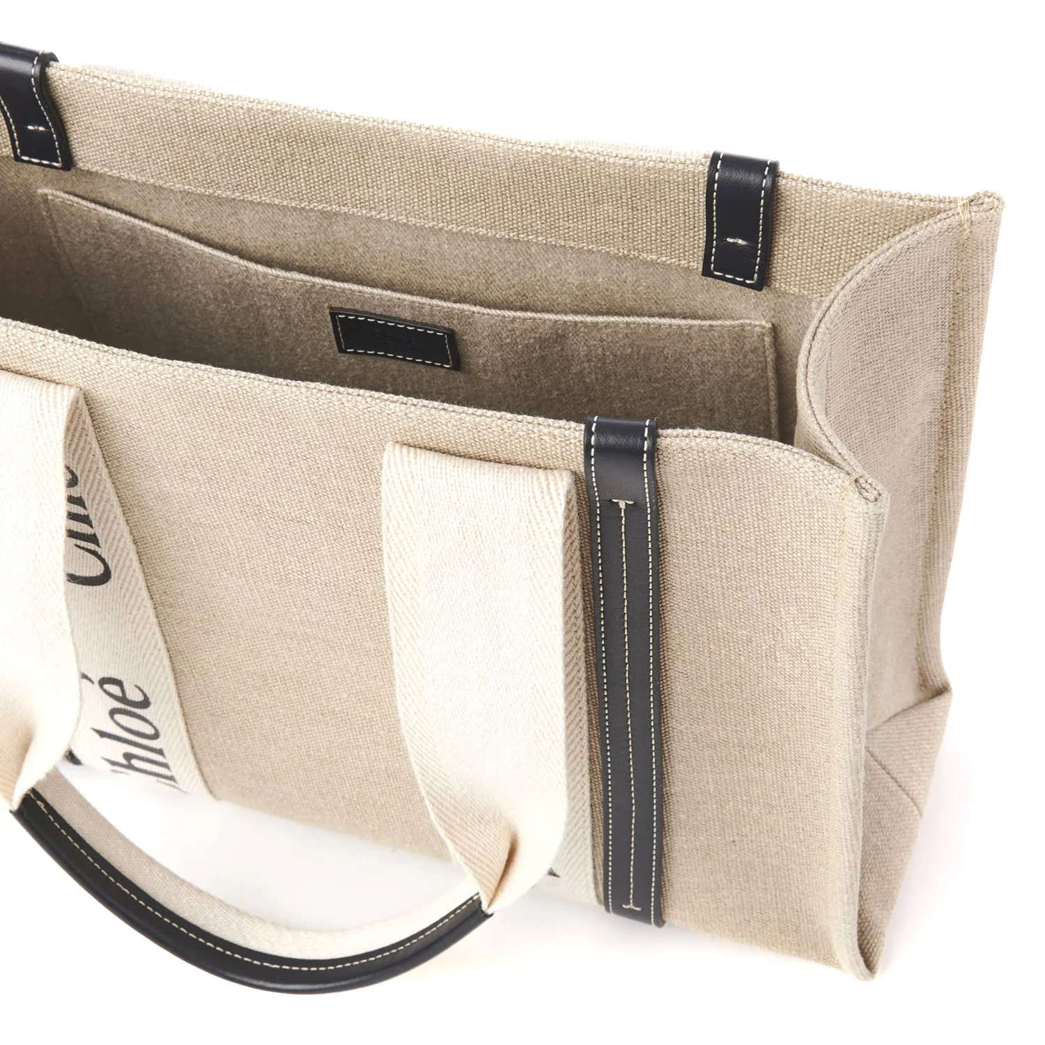 Chloe Woody Tote Bag In Linen - Image 4