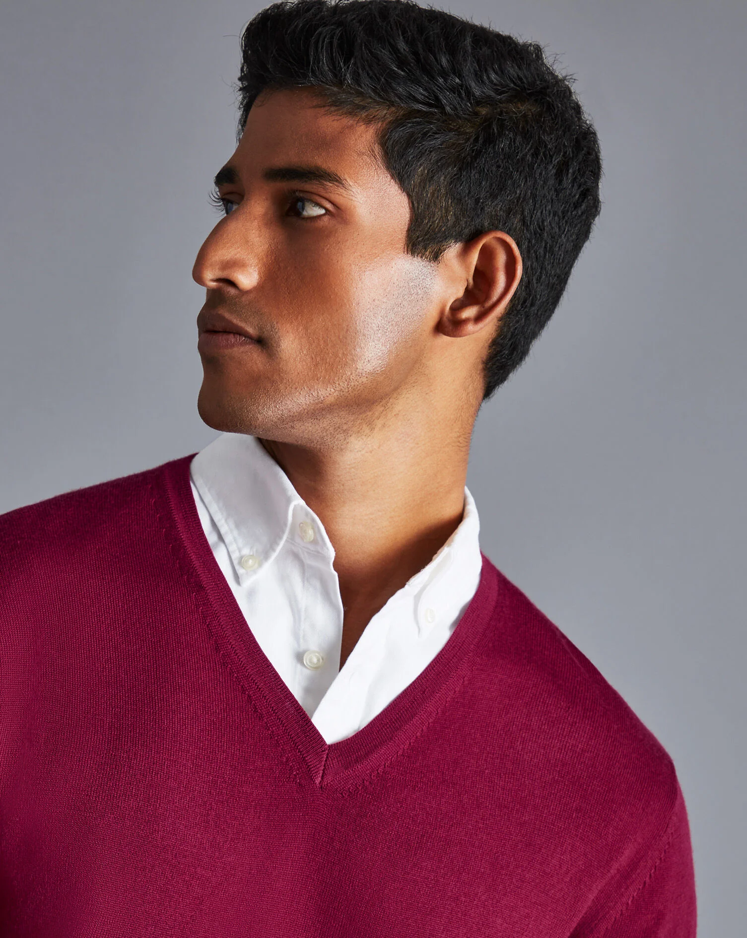 CHERRY PINK PURE MERINO V NECK JUMPER - Image 2