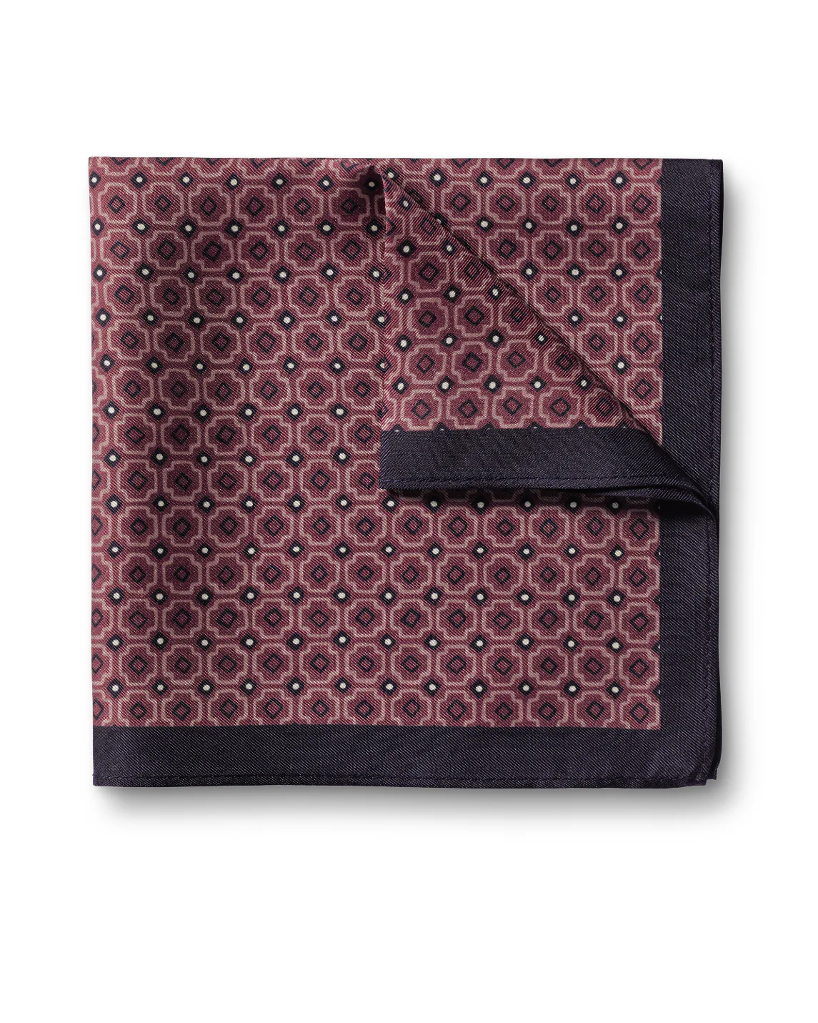 CLARET PINK TILE PRINT SILK POCKET SQUARE