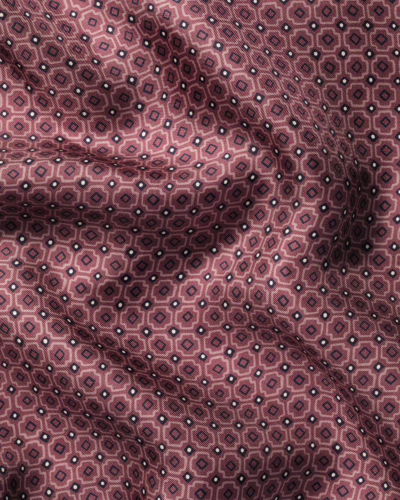 CLARET PINK TILE PRINT SILK POCKET SQUARE - Image 2