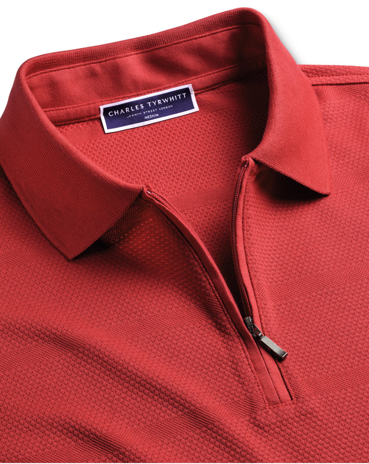 CORAL POPCORN TEXTURED STRIPE TYRWHITT COOL POLO - Image 5