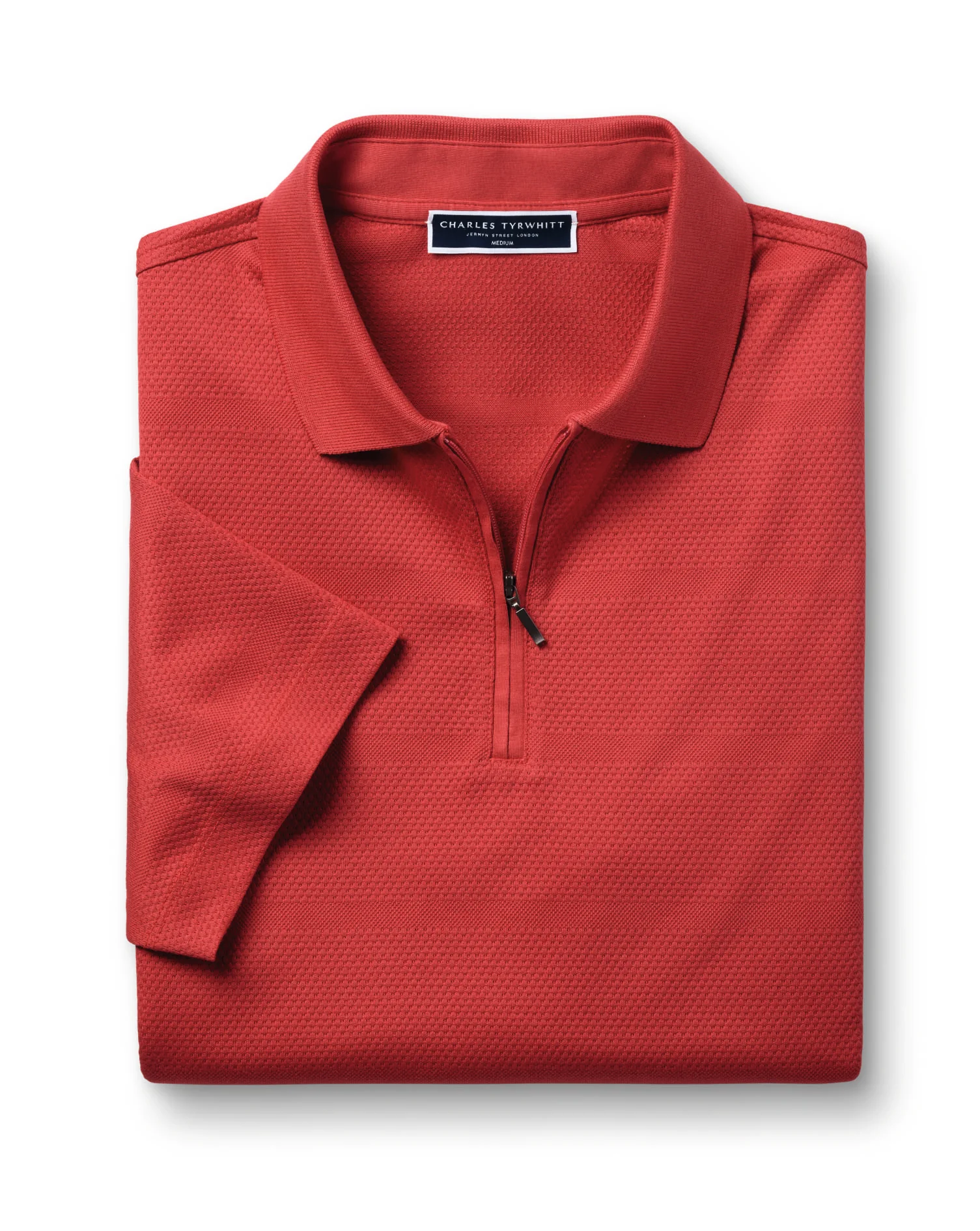 CORAL POPCORN TEXTURED STRIPE TYRWHITT COOL POLO - Image 6