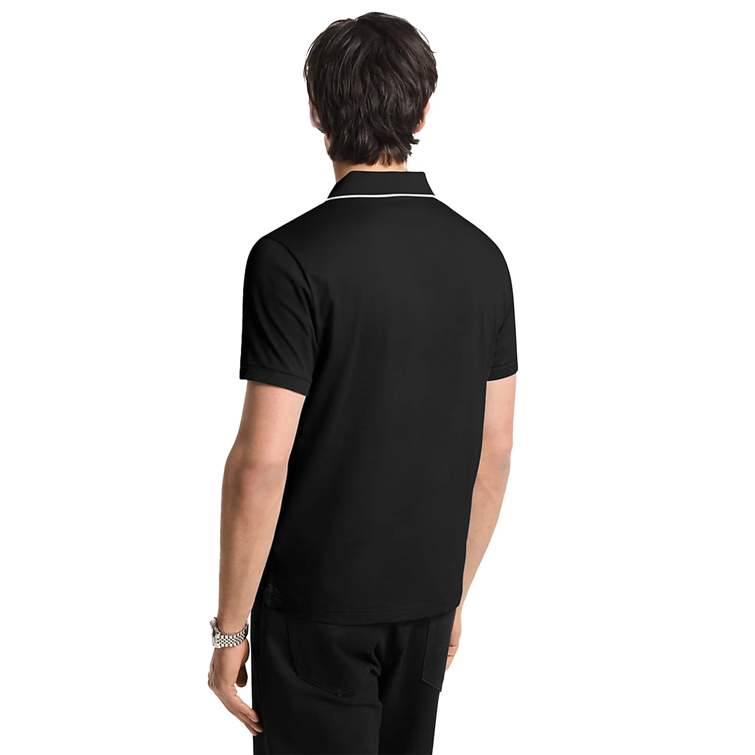 Michael Kors Mens Logo Trim Cotton Jersey Polo Shirt - Image 2