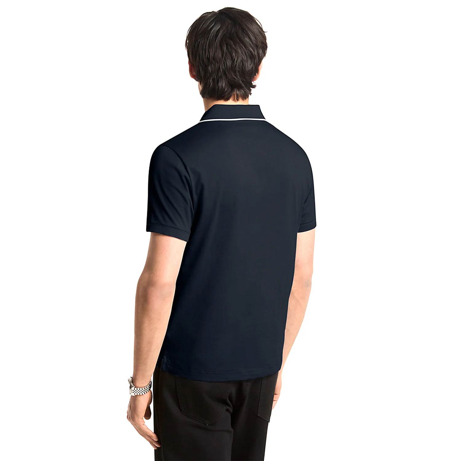 Michael Kors Mens Logo Trim Cotton Jersey Polo Shirt - Image 2
