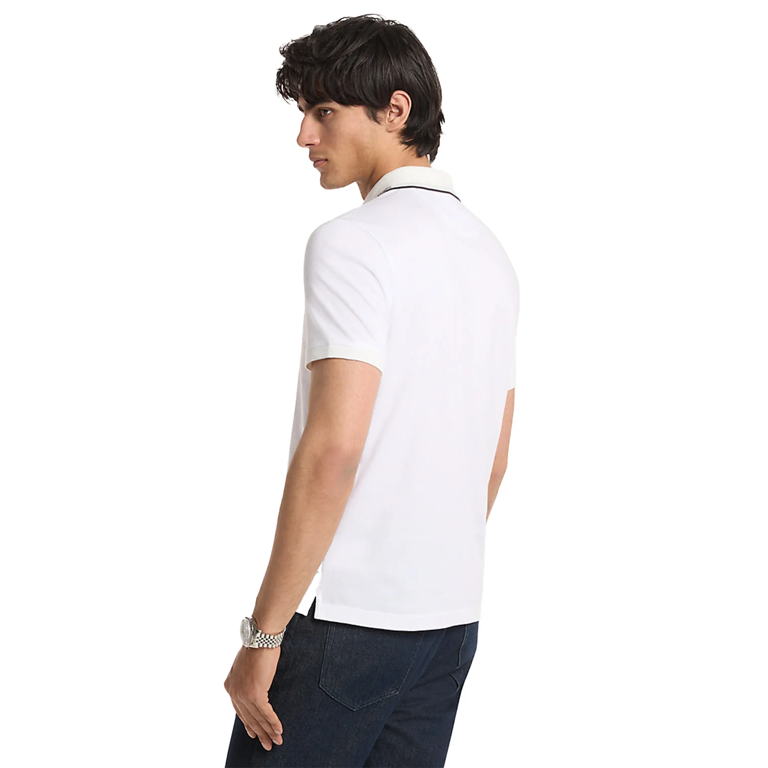 Michael Kors Mens Logo Trim Cotton Jersey Polo Shirt - Image 2