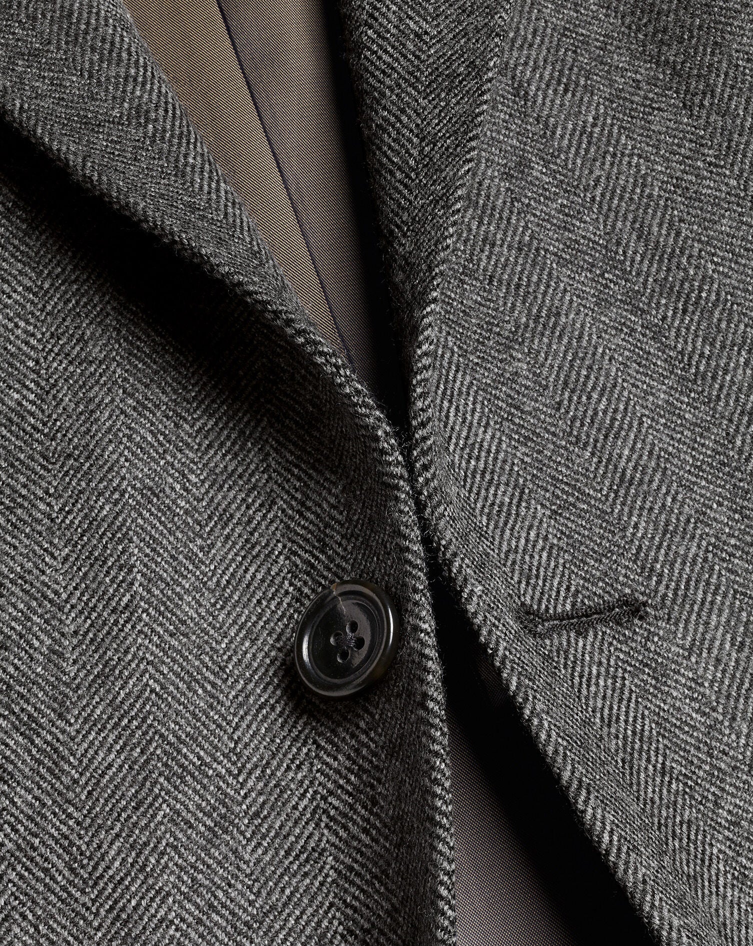 DARK GREY HERRINGBONE WOOL TEXTURE SLIM FIT BLAZER - Image 3
