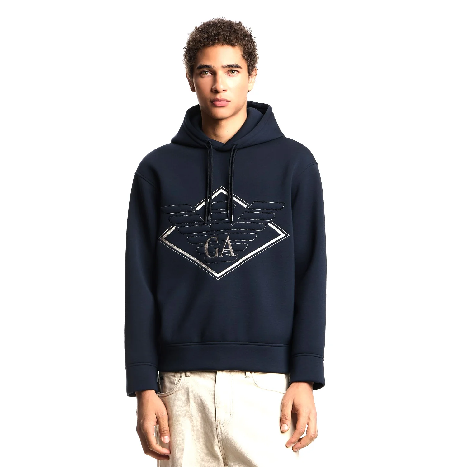 Double-Jersey Hooded Sweatshirt With Oversized Eagle Embroidery - Image 3