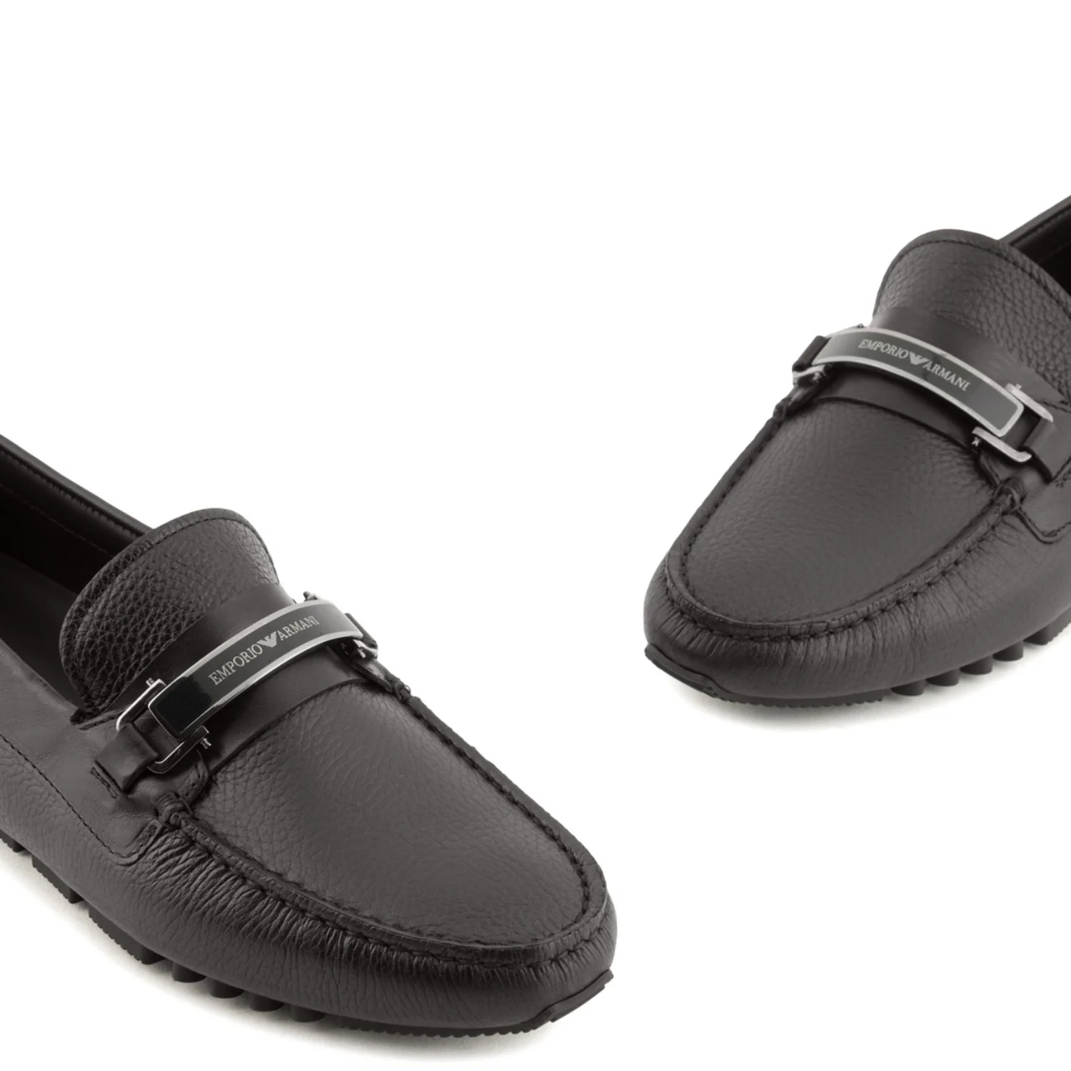 Pebbled Leather Driving Loafers With Stirrup Bar - Image 2