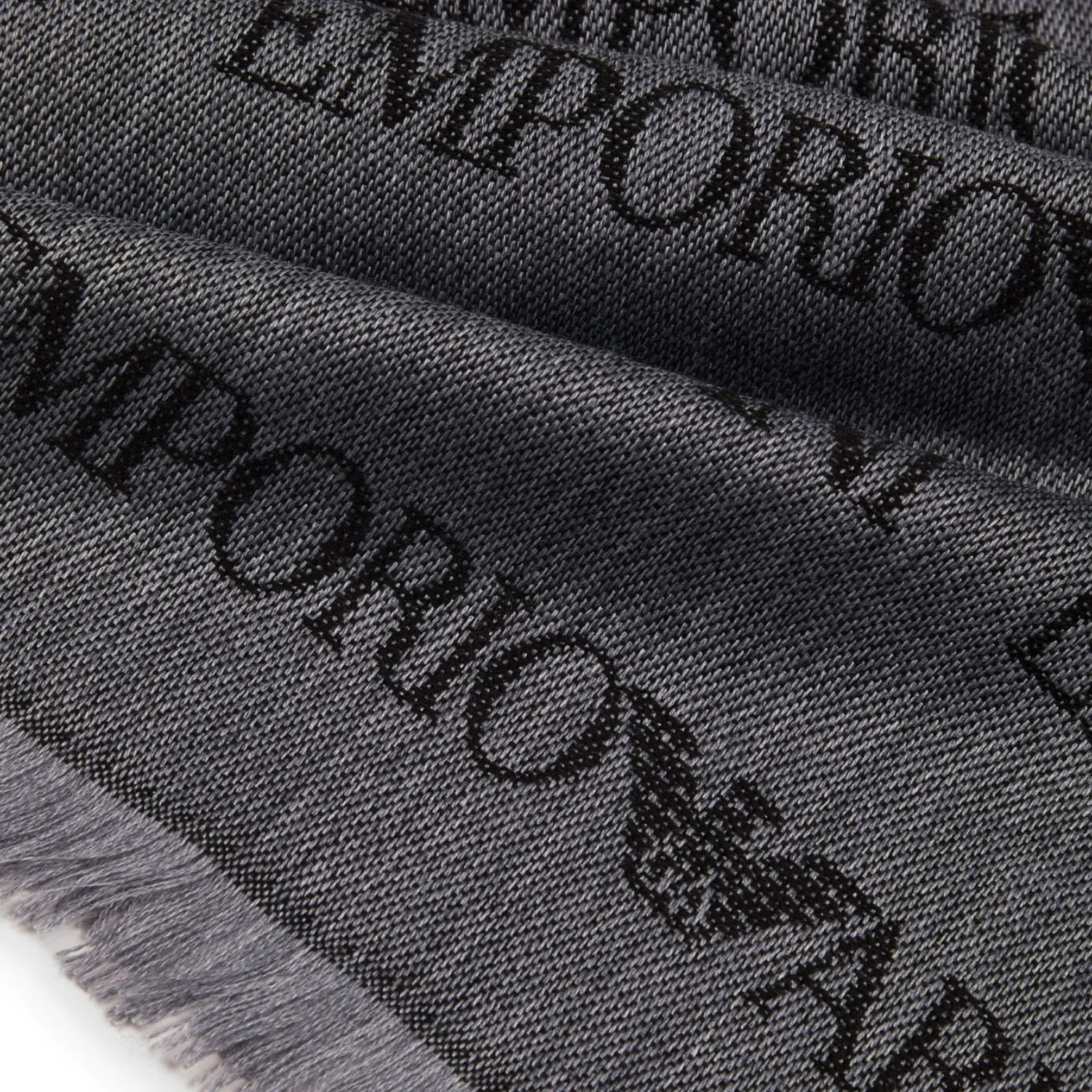 Virgin Wool Blend Scarf With Jacquard Lettering Logo And Fringes - Image 2